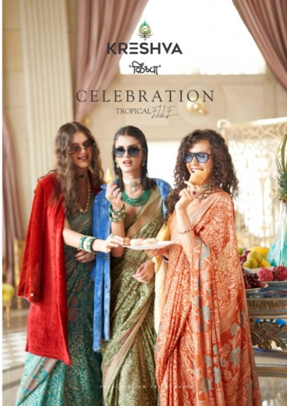 kreshva celebration series 4078-4083 georgette traditional saree in wholesale surat