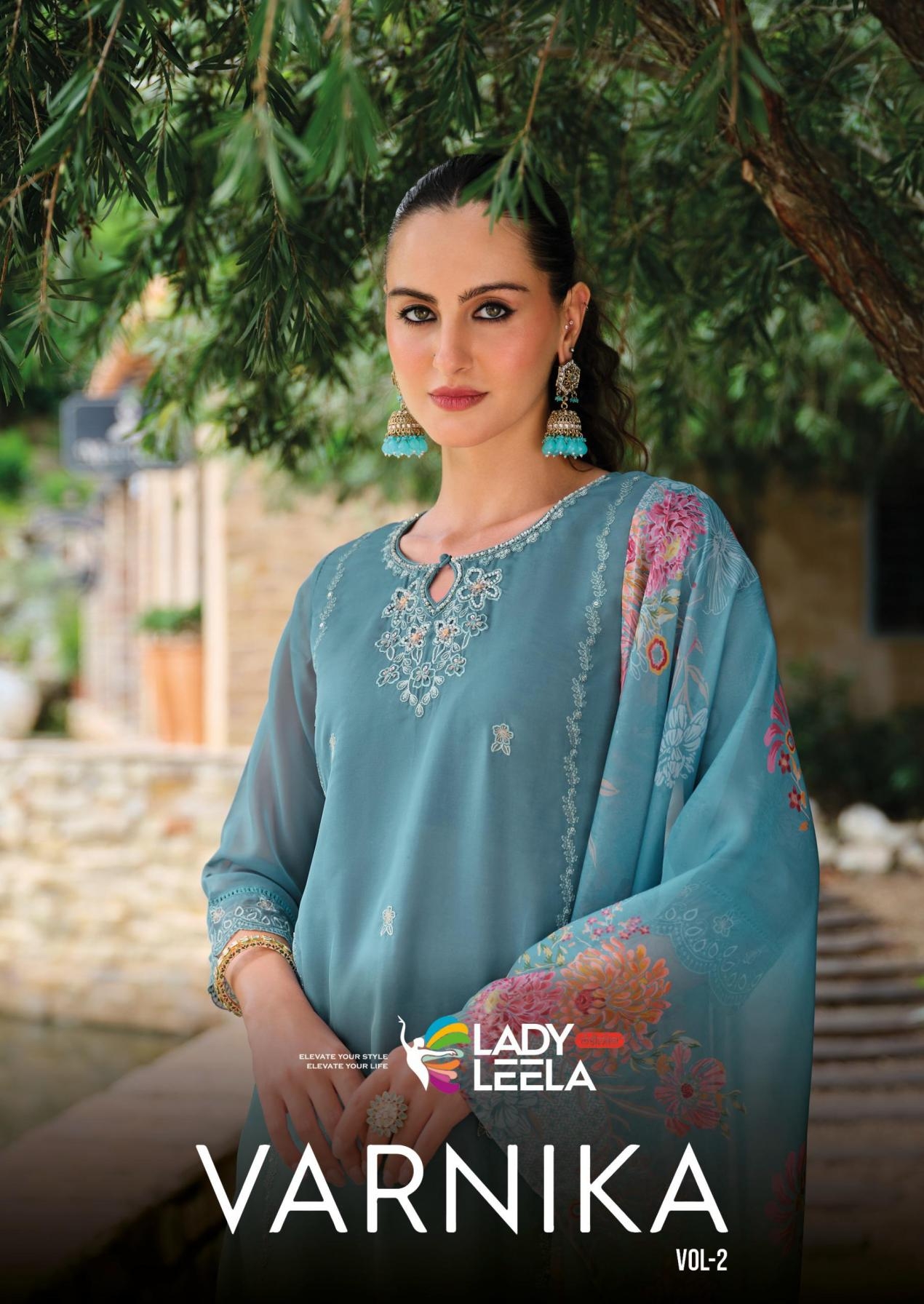 lady leela varnika vol 2 series 31161 to 31164 organza readymade attractive salwar kameez in wholesale surat