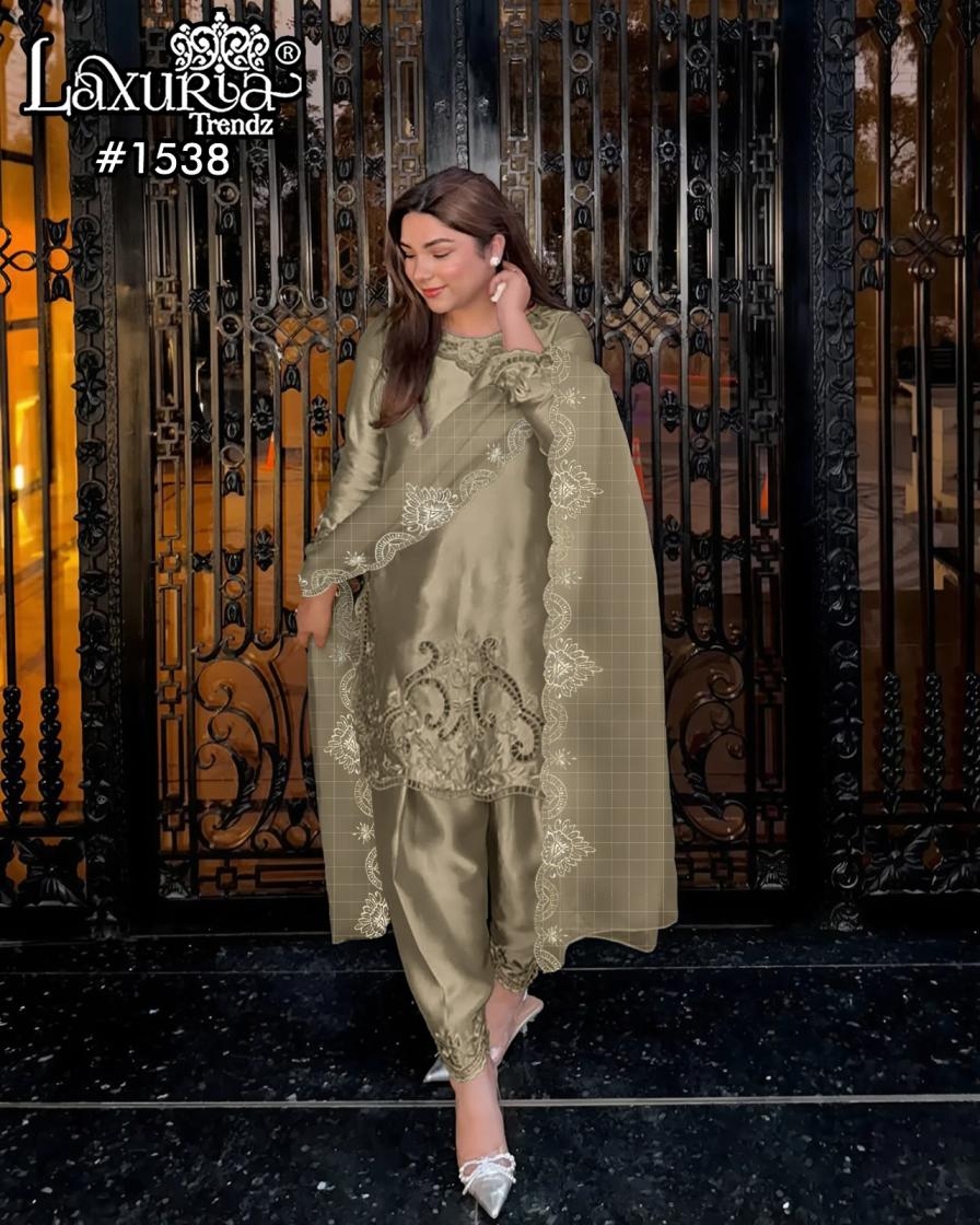laxuria trendz 1538 satin readymade designer pakistani suits in wholesale surat