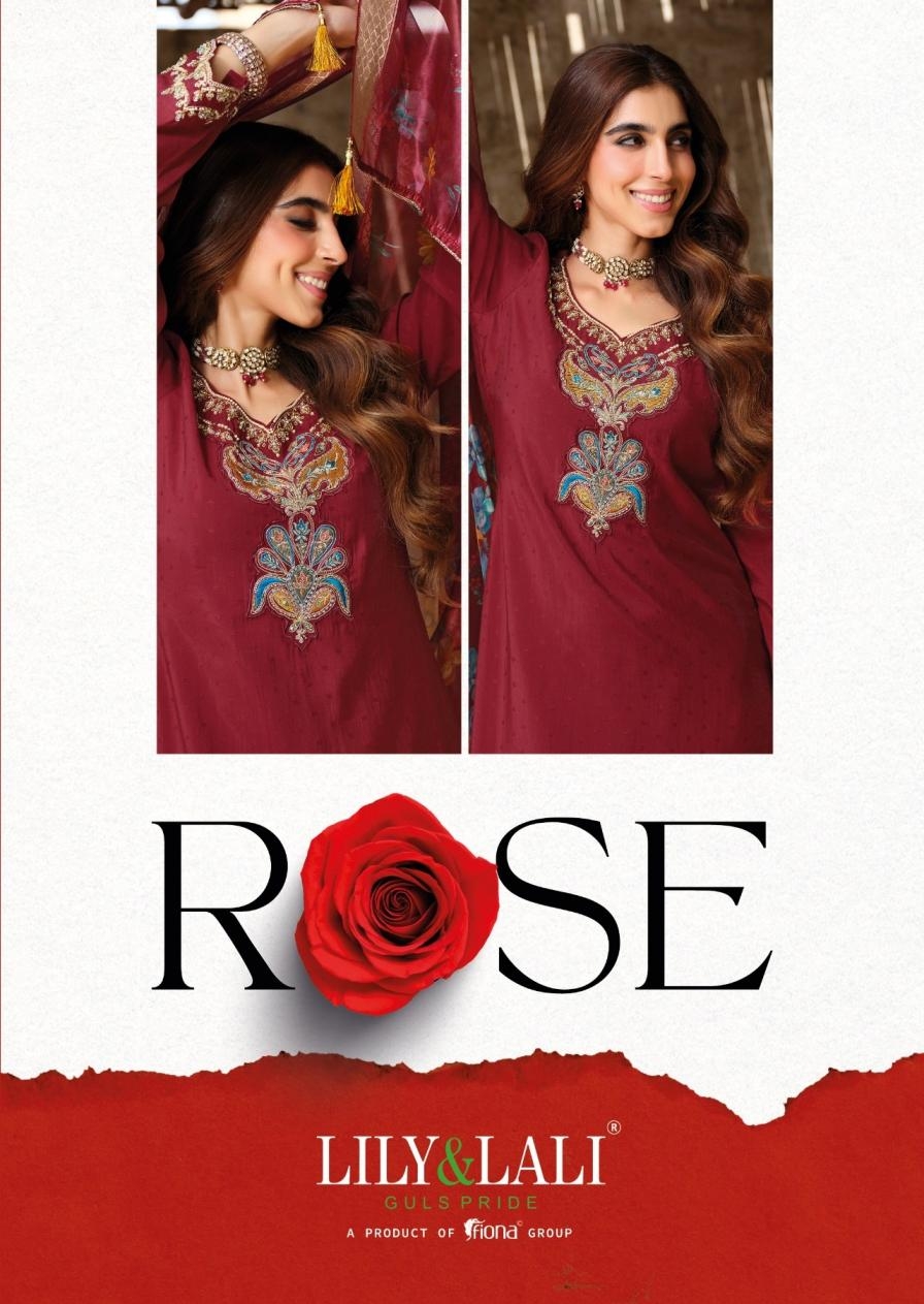lily & lali rose series 26671 to 26674 simmer silk readymade luxurious silk suit in wholesale surat