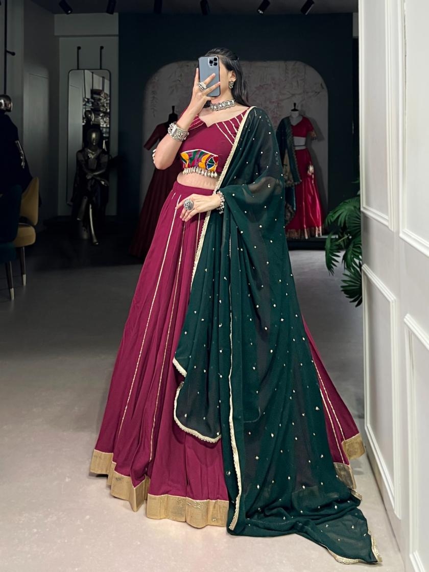 lnb1655 rayon gotta patti work readymade half saree lehenga choli for womens