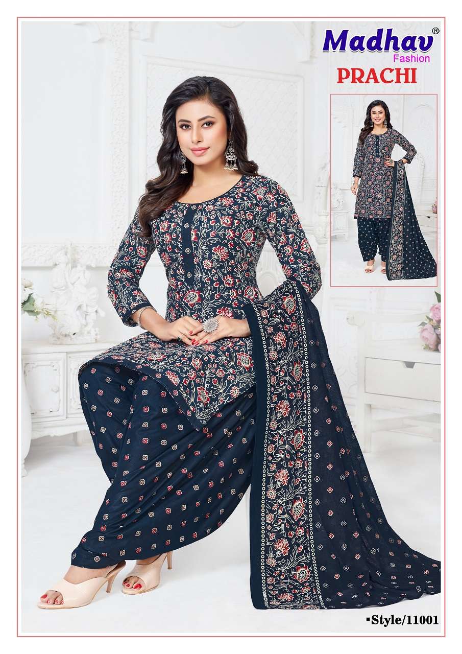 Madhav Prachi Vol-11 series 11001 to 11010 Pure Cotton Printed salwar kameez in wholesale surat