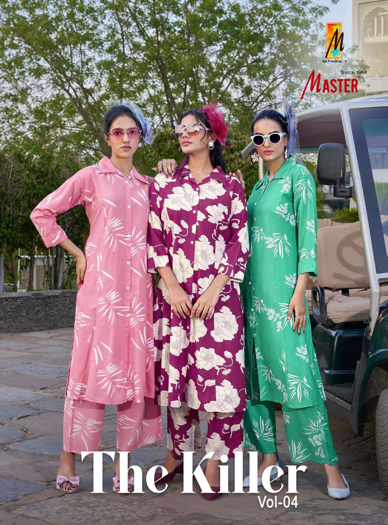master killer vol 4 series 401 to 408 rayon a-line readymade co-ord set in wholesale surat