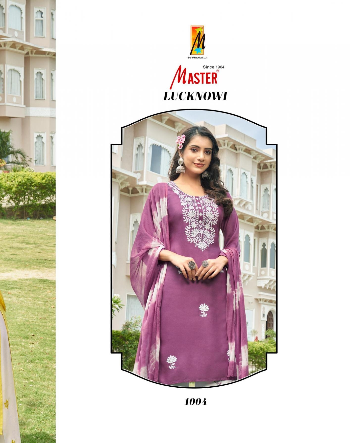 master lucknowi series 1001 to 1008 rayon readymade daily wear plazzo kurti with dupatta in wholesale surat