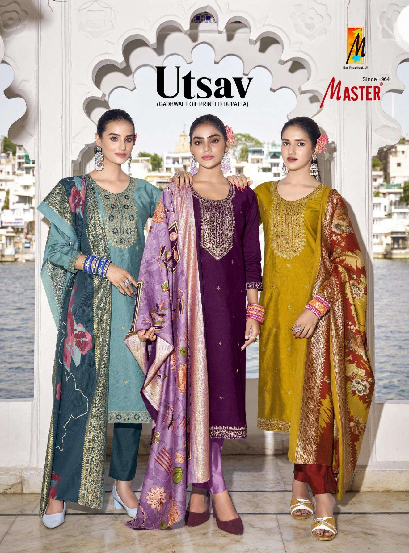 master utsav series 1001 to 1008 gadwal attractive look readymade suit in wholesale surat