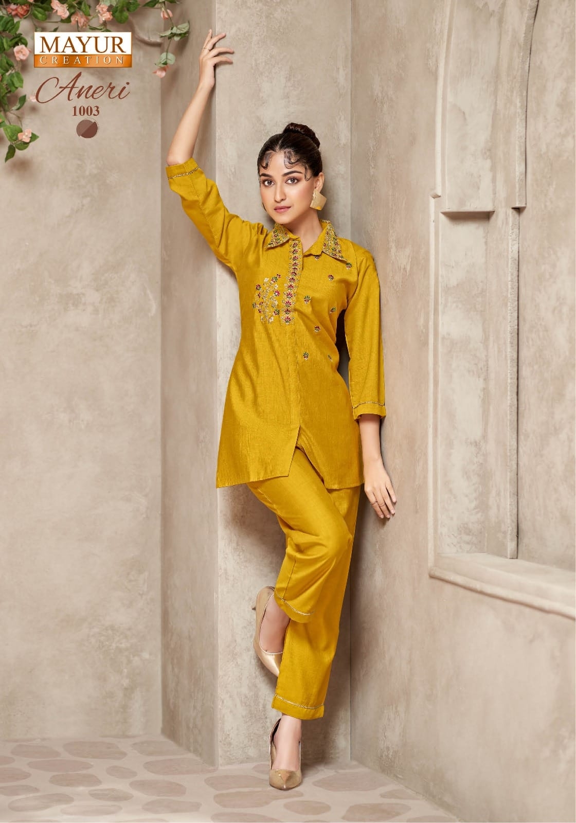 Mayur Aneri Vol-1 series 1001 to 1006 Heavy Vertican Silk Fabric With Heavy Embroidery readymade Cord Set in wholesale surat