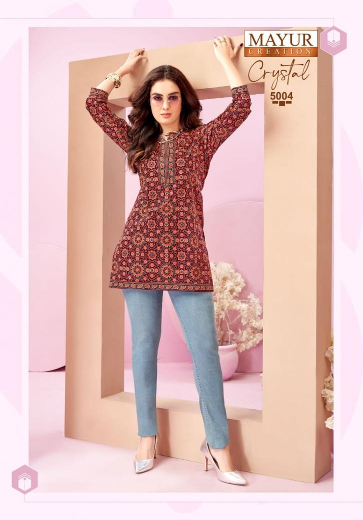 mayur creation crystal vol 5 series 5001 to 5012  poplin cotton readymade big size western kurti in wholesale surat