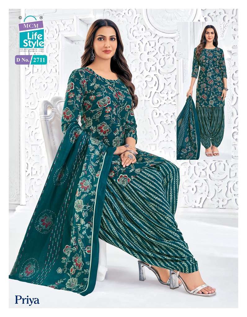 MCM Priya Vol-27 series 2700 to 2723 Pure Cotton Printed Readymade Patiyala suit in wholesale surat