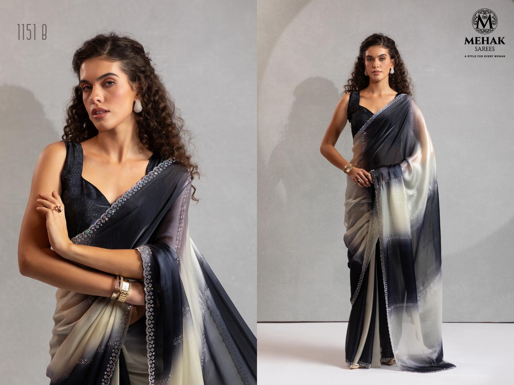 mehek 1151a-1151f two tone satin silk trendy sarees in wholesale surat