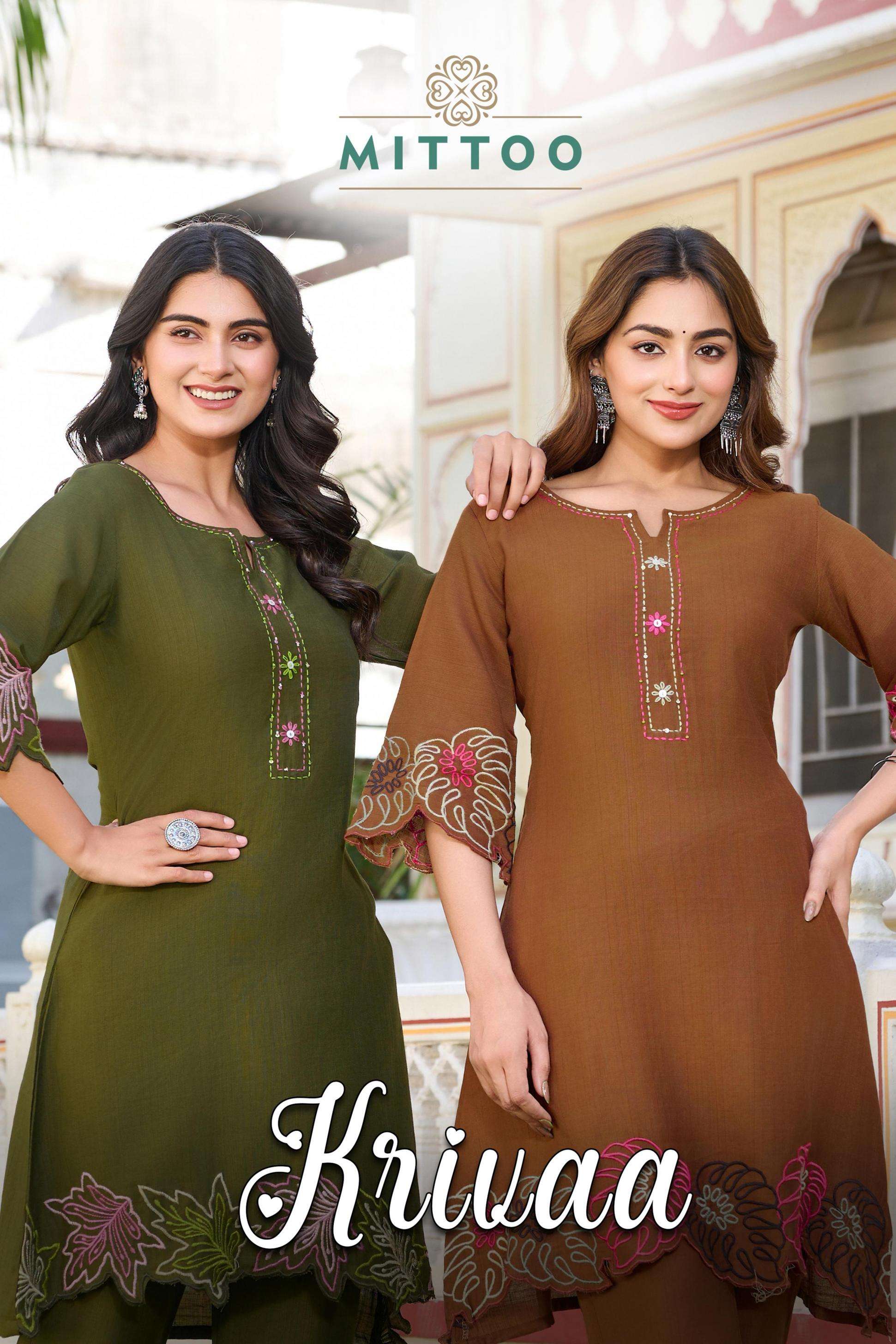 mittoo krivaa series 2001 to 2006 viscose weaving readymade fancy kurti with pair in wholesale surat