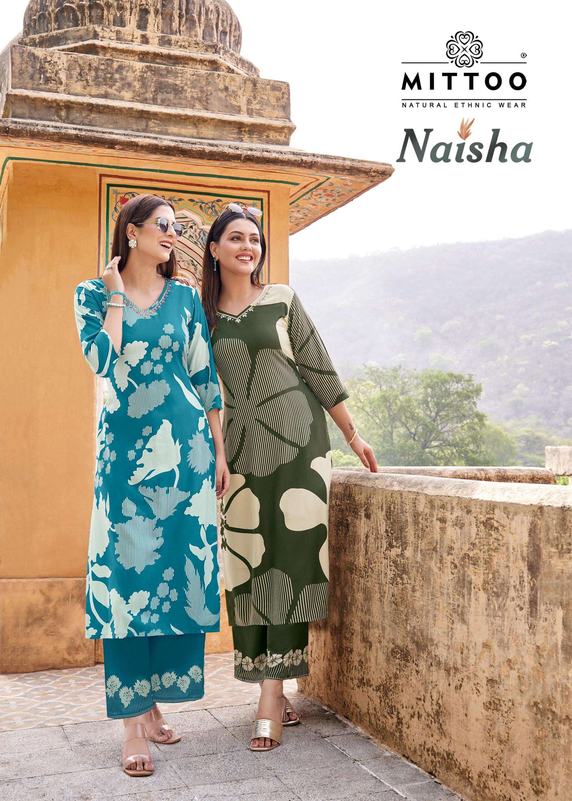 mittoo presents naisha series 4001 to 4006 rayon readymade daily wear kurti with pair in wholesale surat