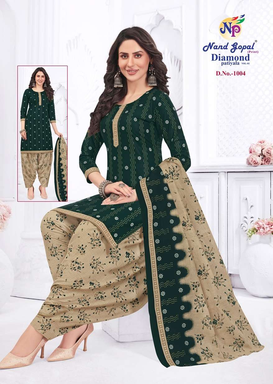 Ng Diamond Patiyala Vol-1 series 1001 to 1010 Cotton Printed salwar kameez in wholesale surat