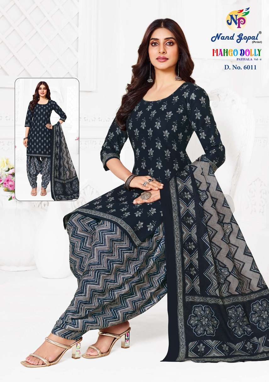 Ng Mango Dolly Patiyala Vol-6 series 6001 to 6012 Cotton Printed salwar kameez in wholesale surat