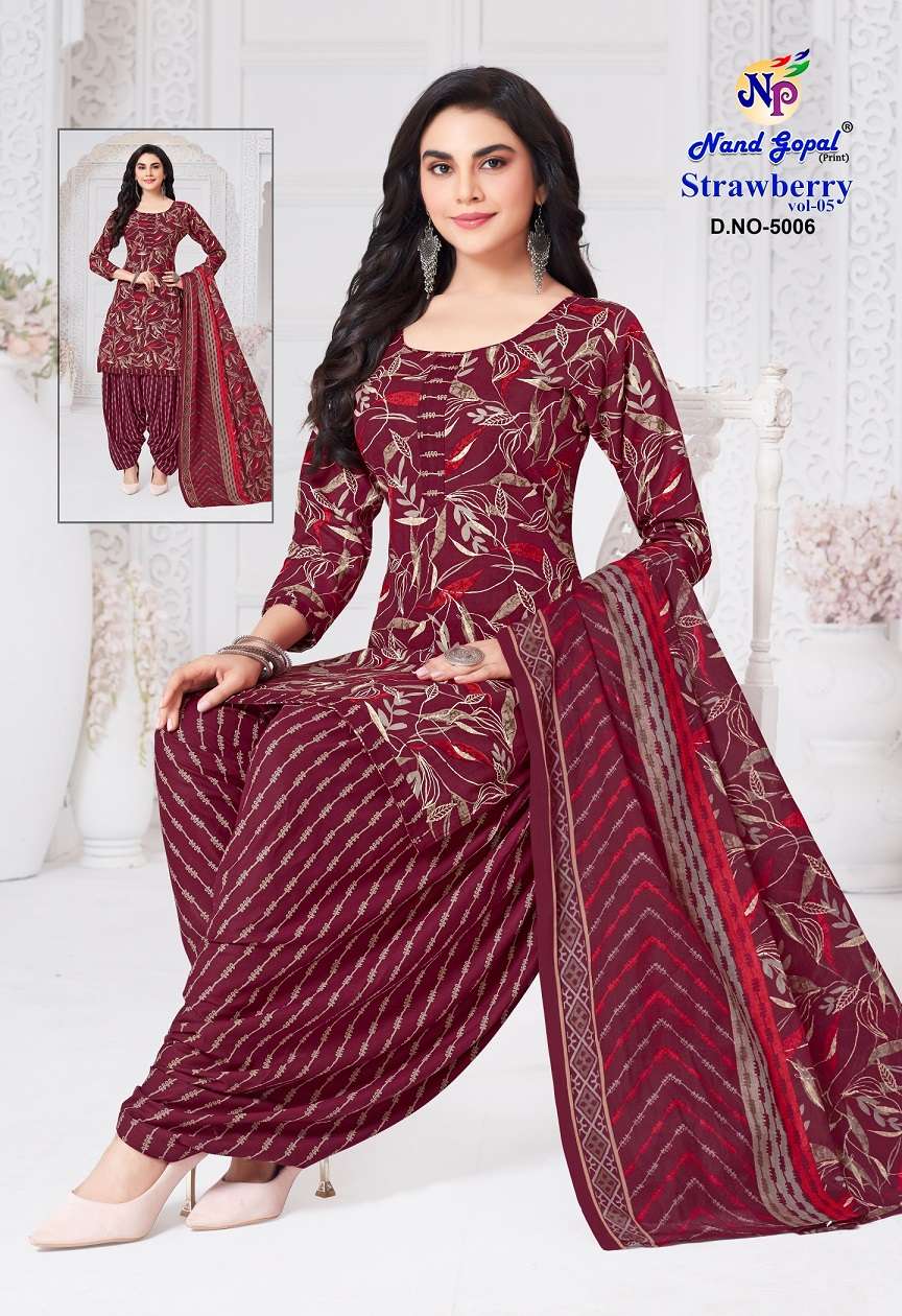Ng Strawberry vol-5 series 5001 to 5012 Cotton Printed salwar kameez in wholesale surat