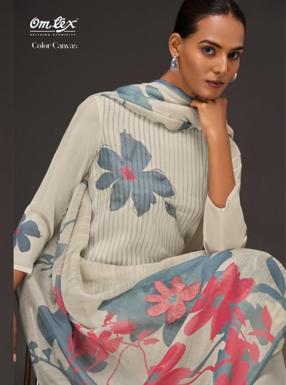 omtex color canvas series 7641 A to D organza gorgeous look salwar kameez in wholesale surat