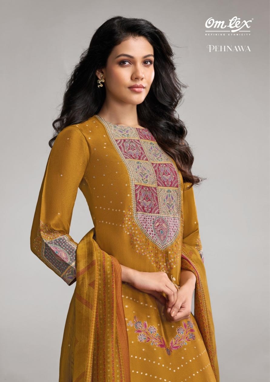  omtex pehnawa series 7751 A to 7751 D rubina silk jacquard salwar kameez in wholesale surat