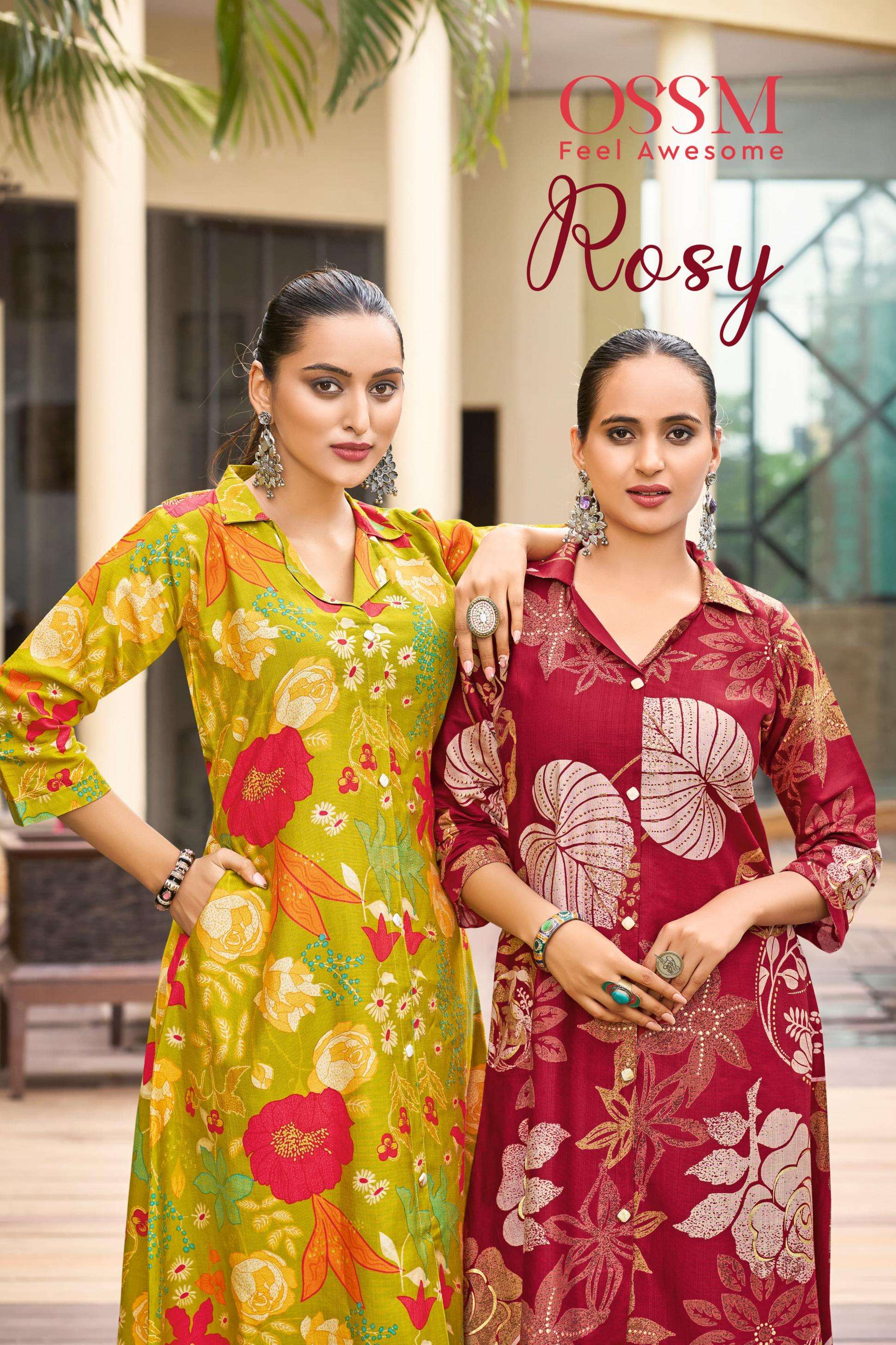 ossm rosy series 1001 to 1006 vatican fully stitch line kurti with pant in wholesale surat