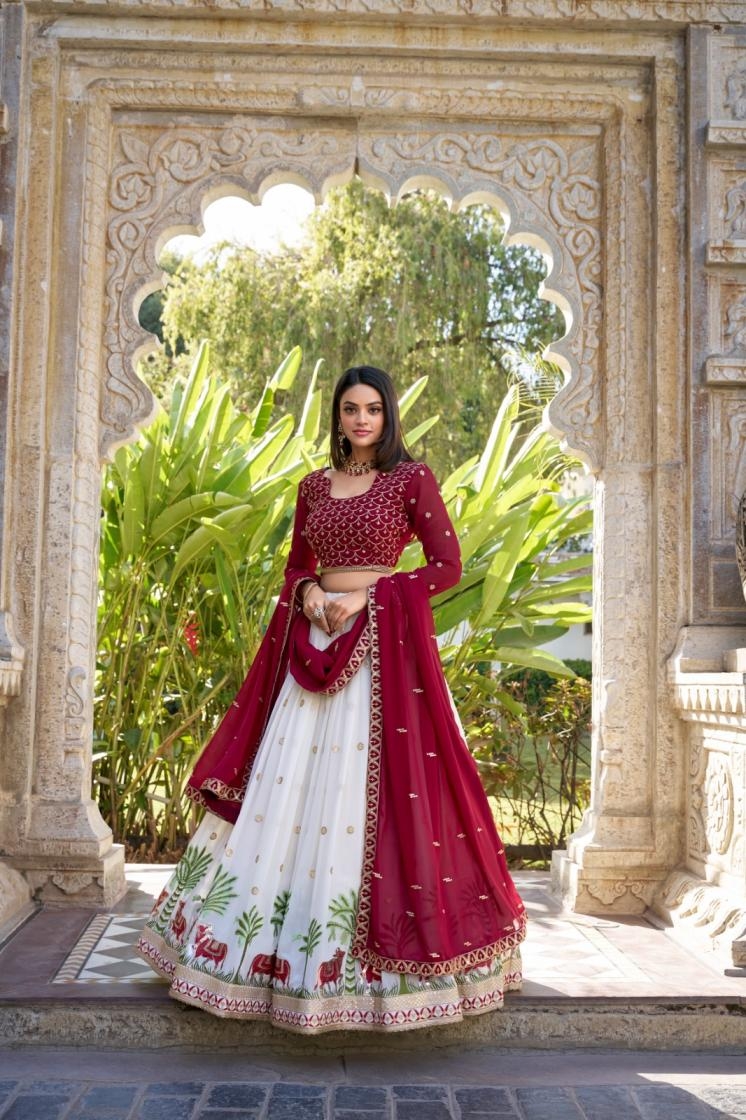 p r clothing anokhi lnb1412 georgette half saree stitch lehenga unstitch blouse in wholesale surat