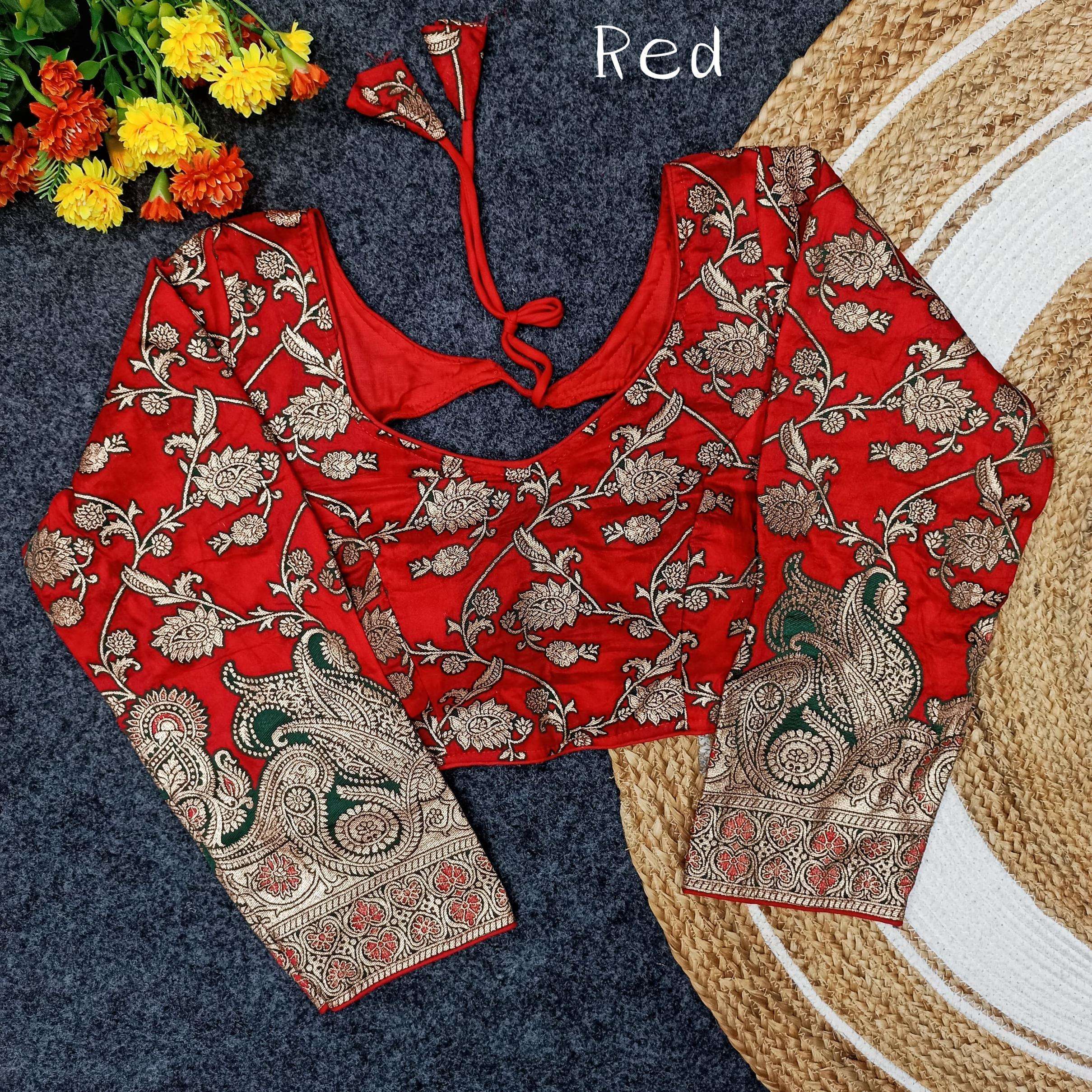 p r clothing dola silk l s exclusive jacquard readymade fashionable blouse in wholesale surat