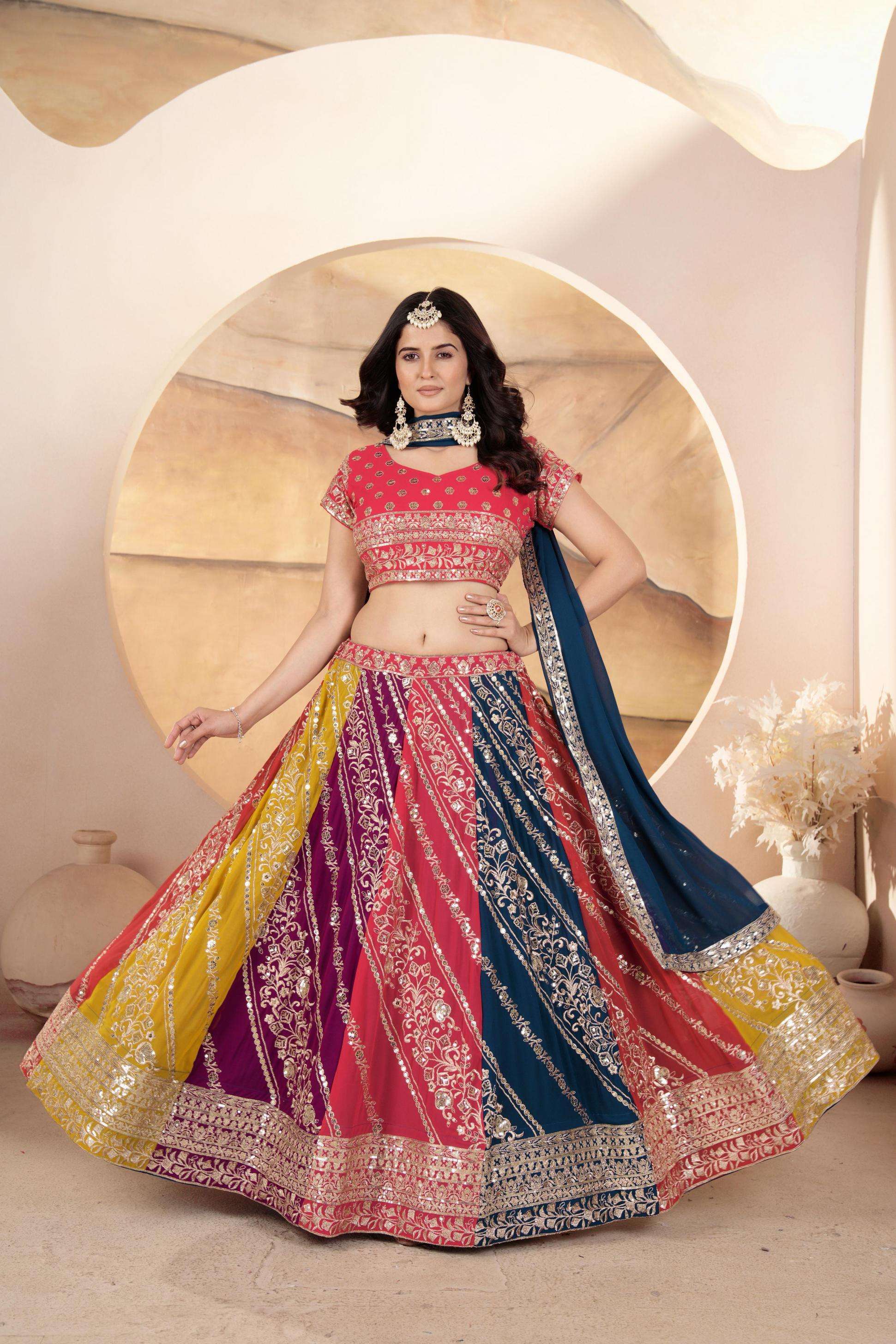 p r clothing dvd 5069 faux georgette affordable lehengas in wholesale surat