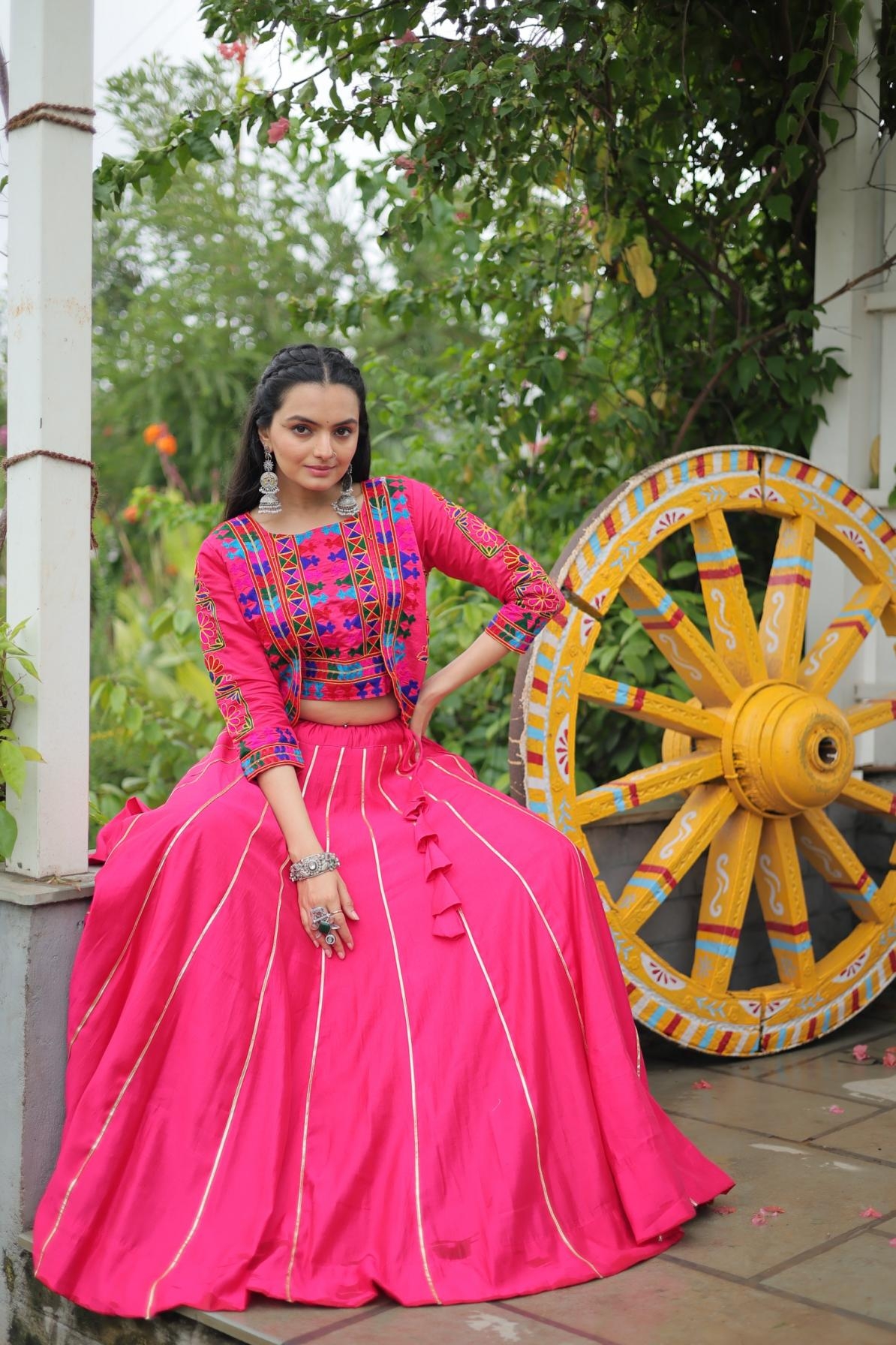 p r clothing lw 7132 roman attractive gota patti readymade trendy navratri chaniya choli in wholesale surat