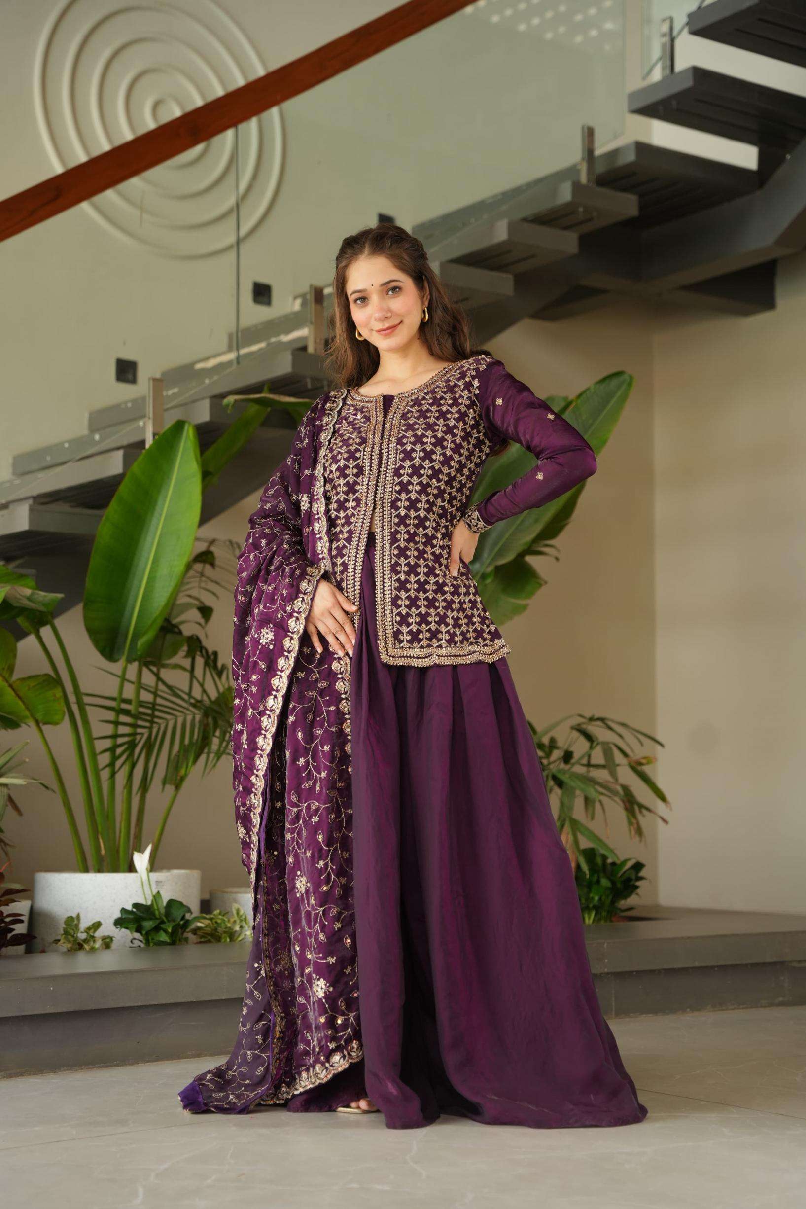 p r clothing lw 9247 fandy embroidered readymade sharara kurti with dupatta in wholesale surat