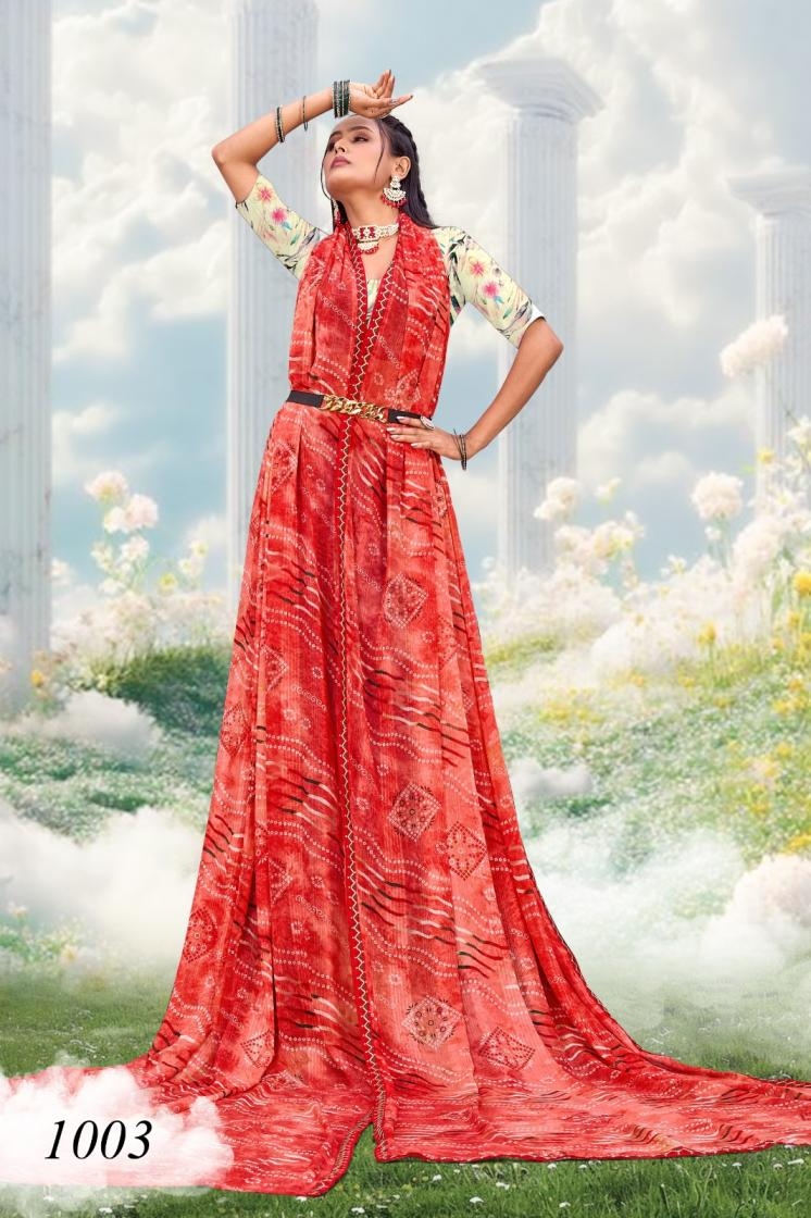 p r clothing siya 1001 to 1008 lahariya amazing bandhani print saree in wholesale surat