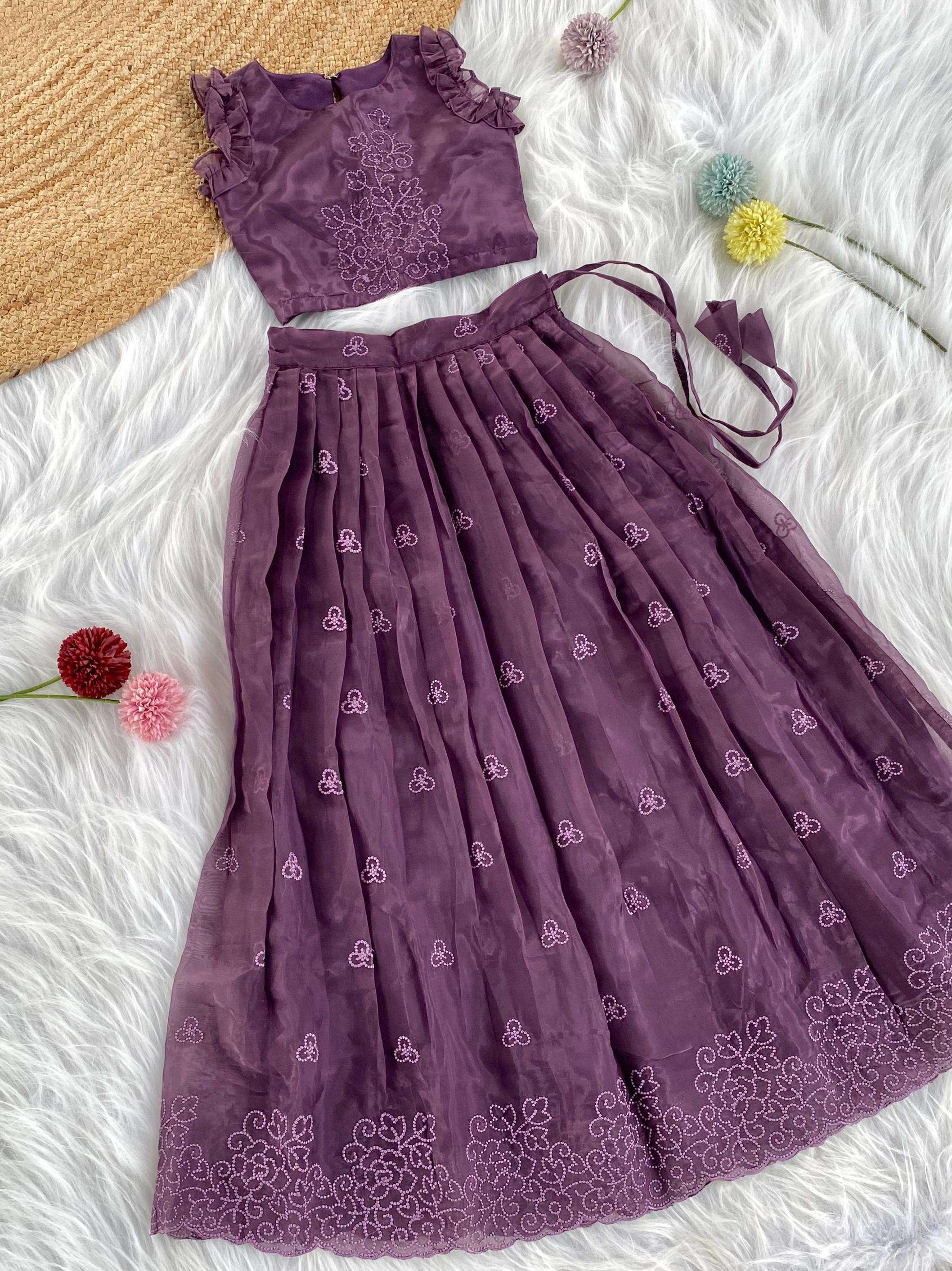 pr clothing 205960 organza silk readymade premium kids skirt tops in wholesale surat