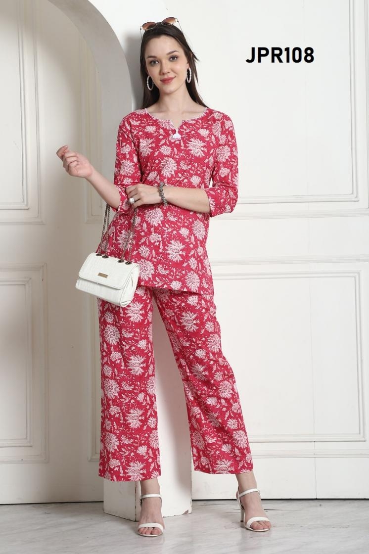 pr clothing cotton co-ord series 107 to 113 hit design readymade stylish co-ord set in wholesale surat
