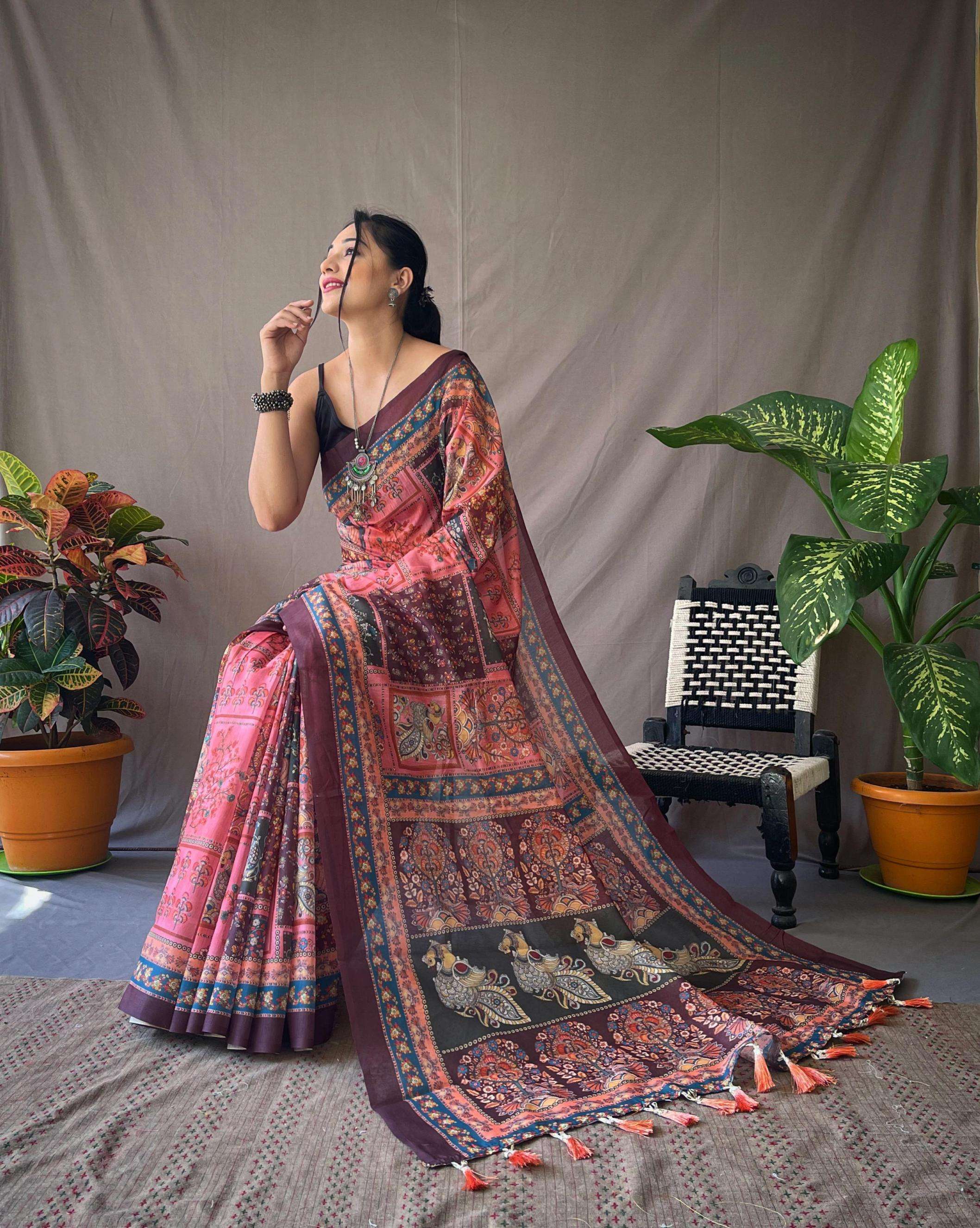pr clothing cotton kalamkari vol 3 malai cotton hit design saree in wholesale surat