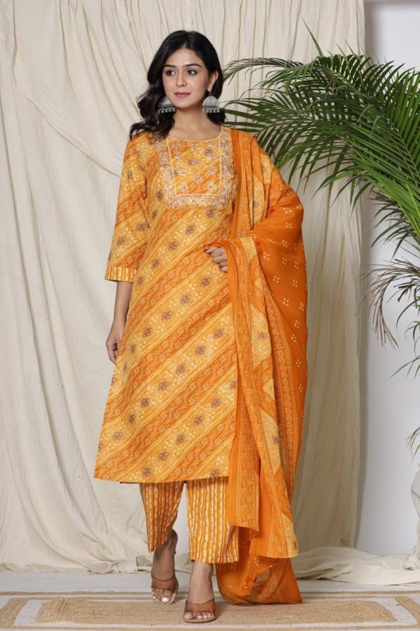 pr clothing cotton readymade kurti pant dupatta set combo set in wholesale surat