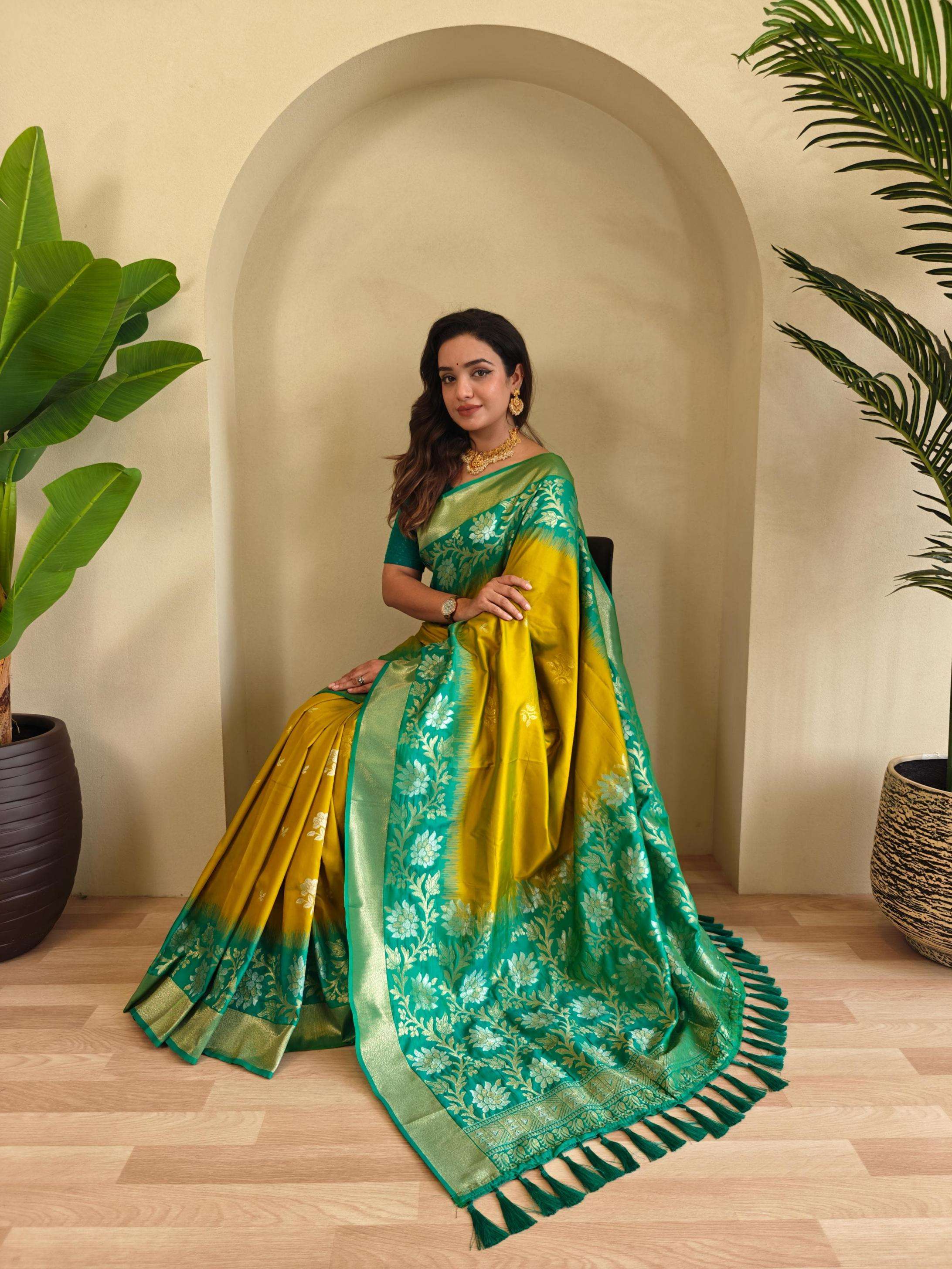 pr clothing fulpati dual tone silk attractive look saree in wholesale surat