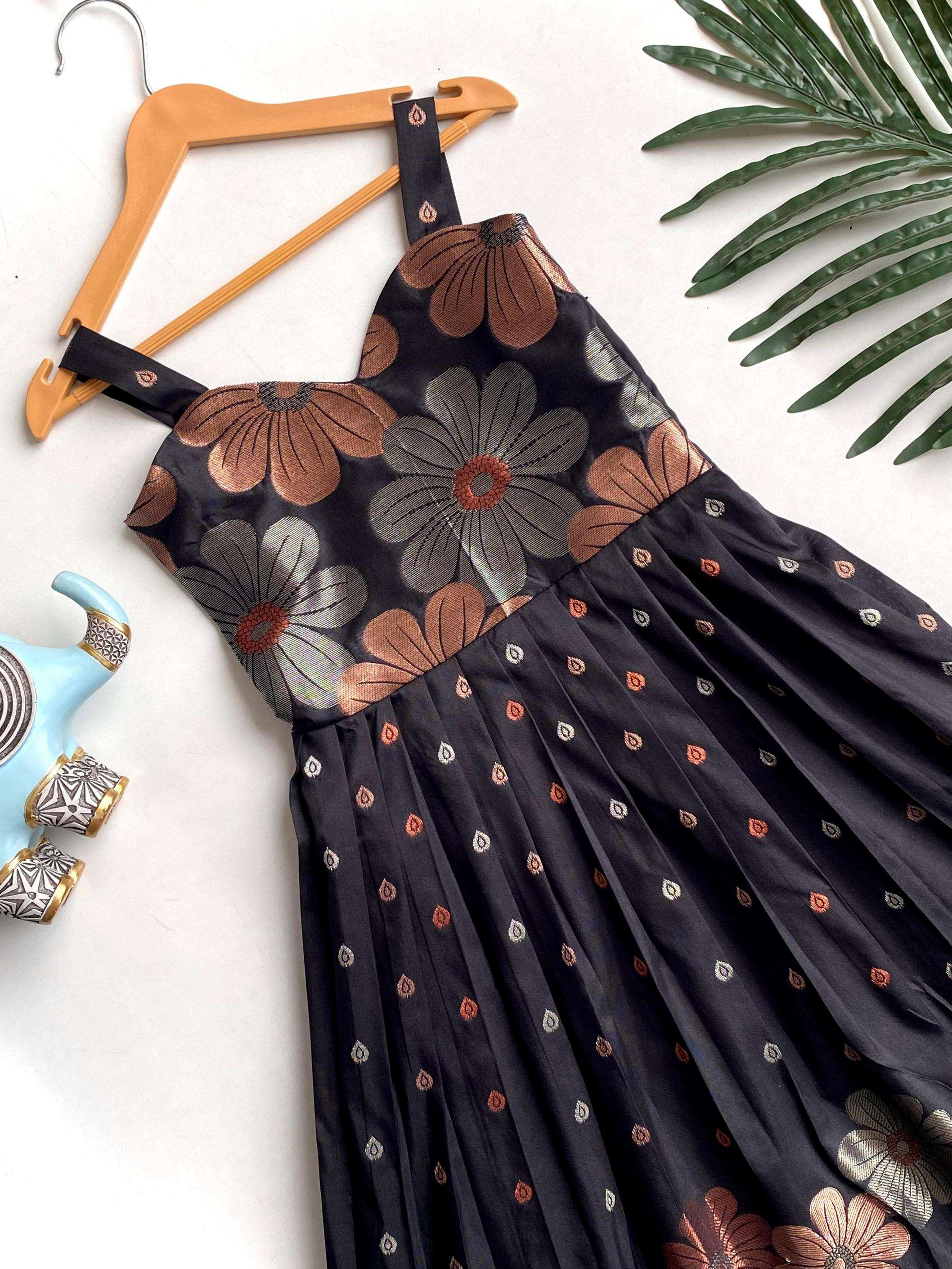 pr clothing k suhani silk floral weaving readymade unique kids long kurti in eholesale surat
