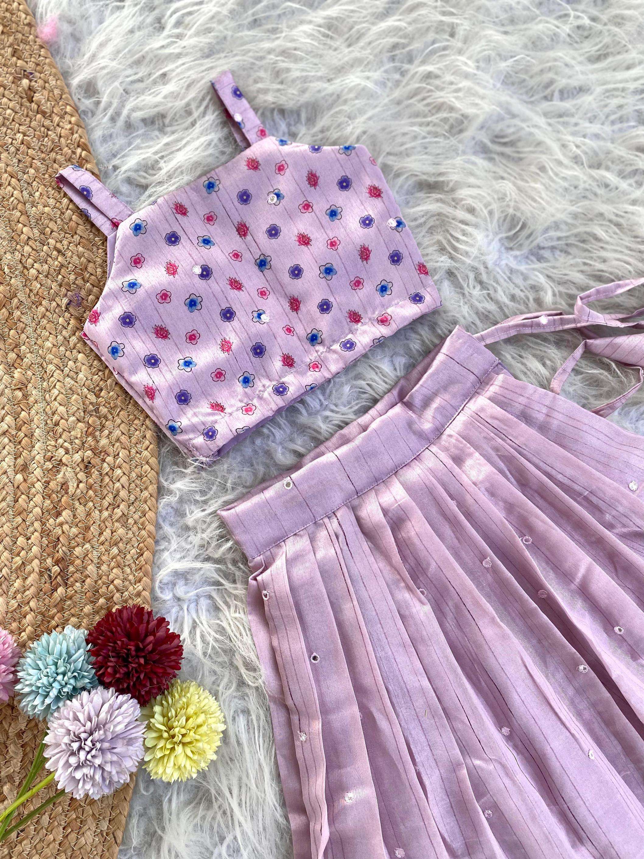 pr clothing k206869 trendy tussar silk readymade kids skirt with tops in wholesale surat