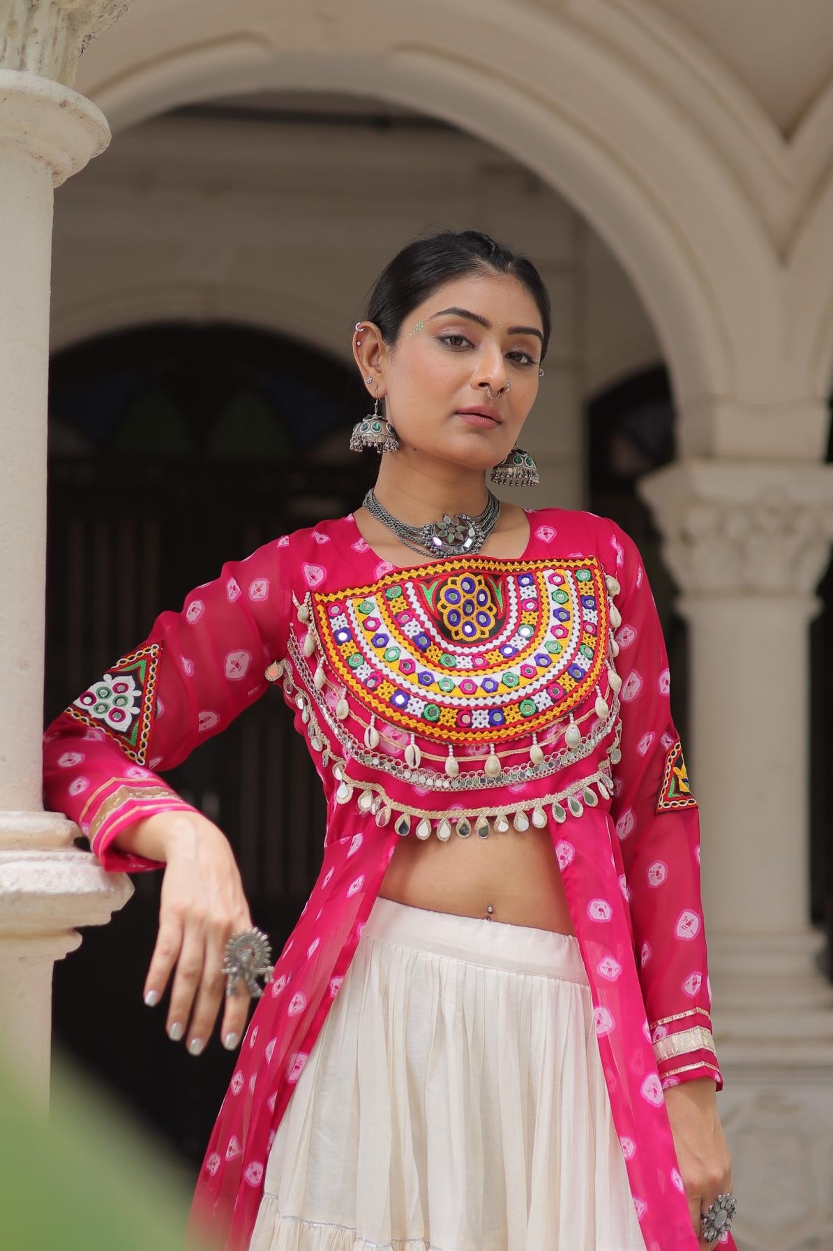 pr clothing ka 5043 navratri kora cotton readymade trendy lehenga with kurti in wholesale surat