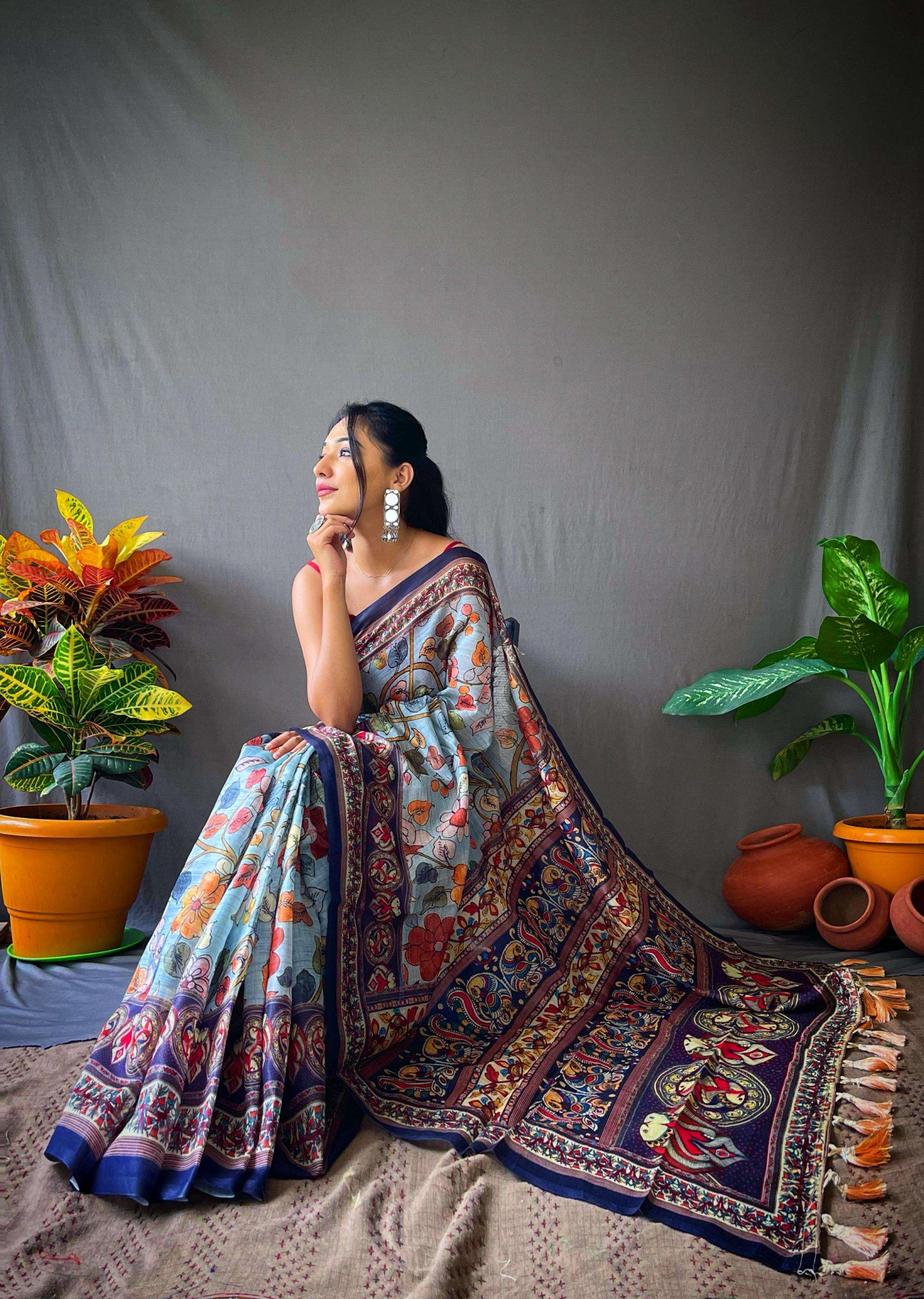 pr clothing kalamkari vol 1 beautiful cotton new saree in wholesale surat