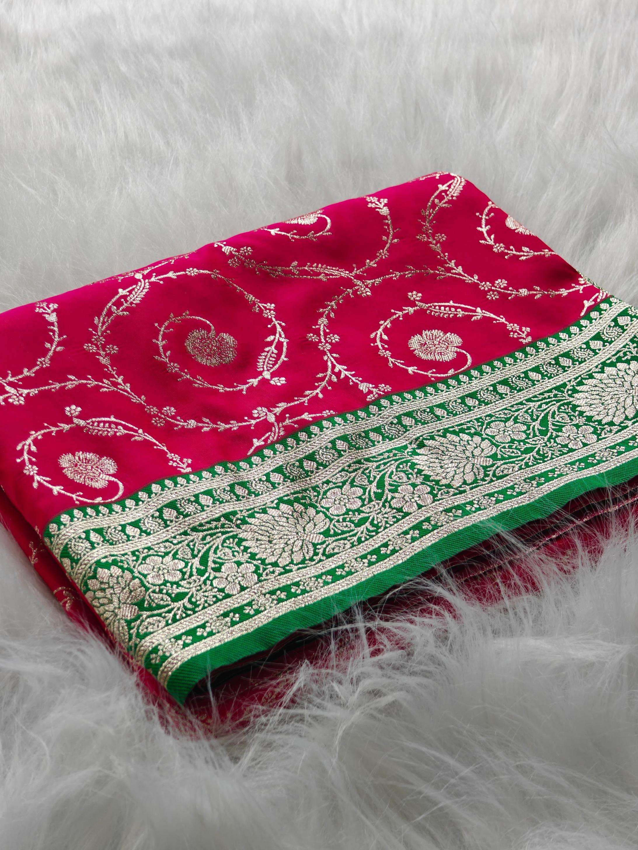 pr clothing kanak elegance banarasi semi satin weaving silk sarees in wholesale surat