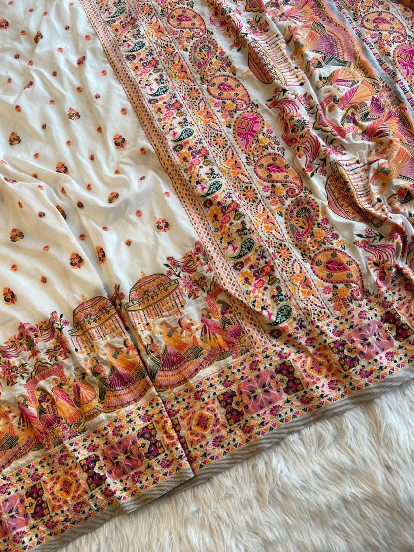 pr clothing kc 320 soft rajwadi pashmina silk weaving party wear saree in wholesale surat