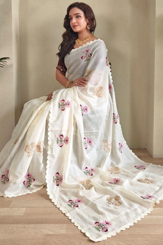 pr clothing kc 905 khadi kota chex embroidered designer saree in wholesale surat
