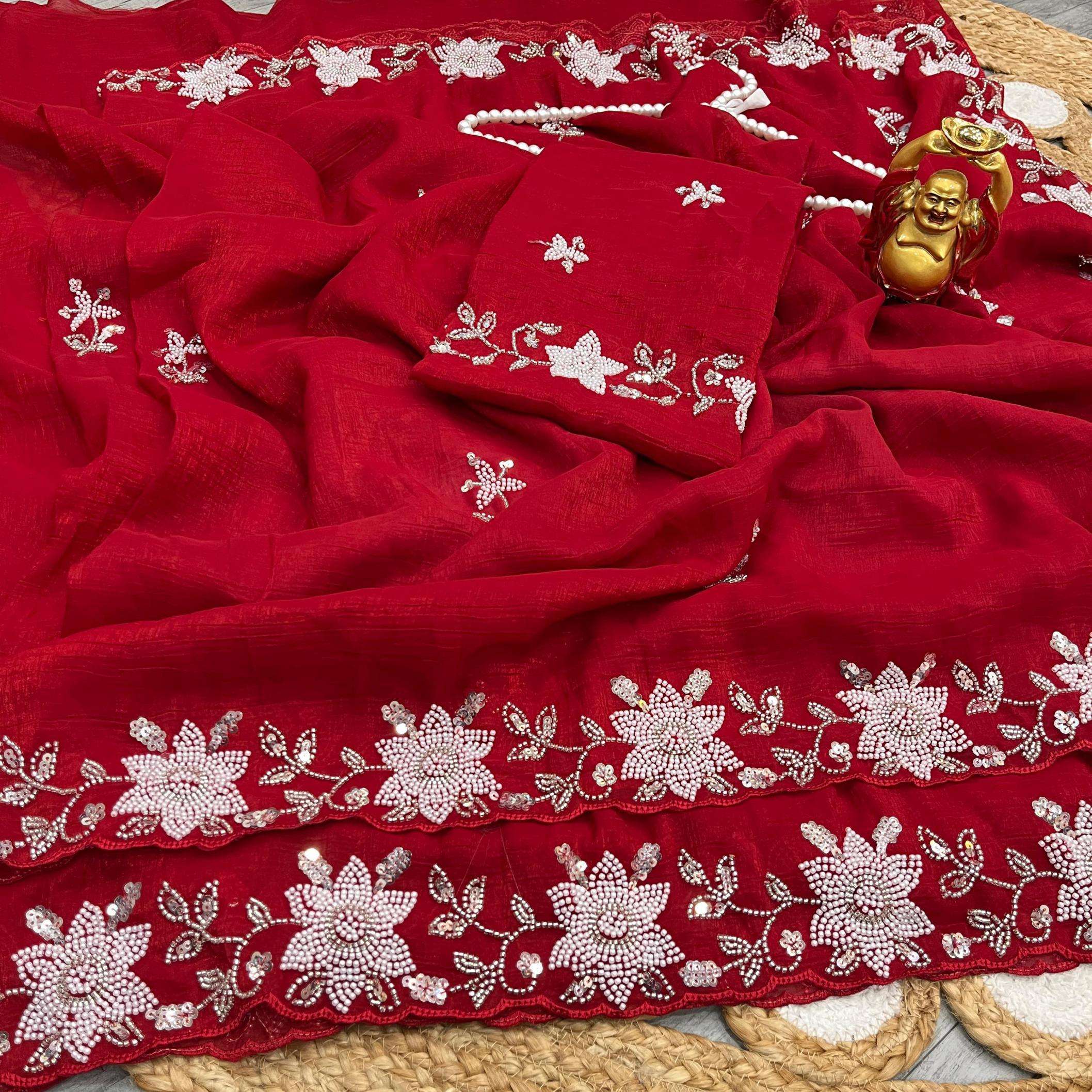 pr clothing kc 914 premium crunchy crush trendy saree in wholesale surat