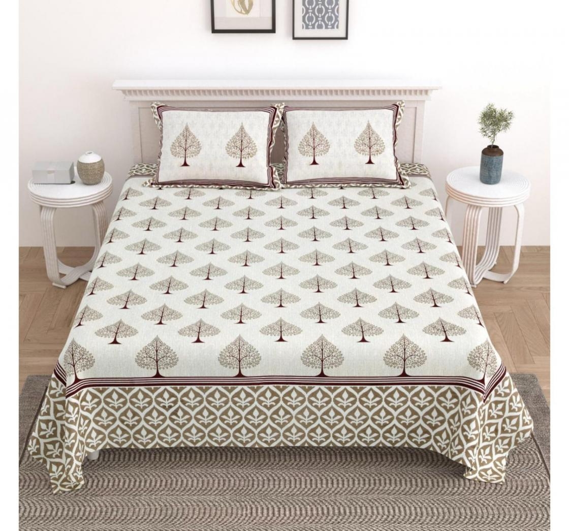 pr clothing lado special cotton readymade pretty double bedsheets with 2 pillow covers in wholesale surat
