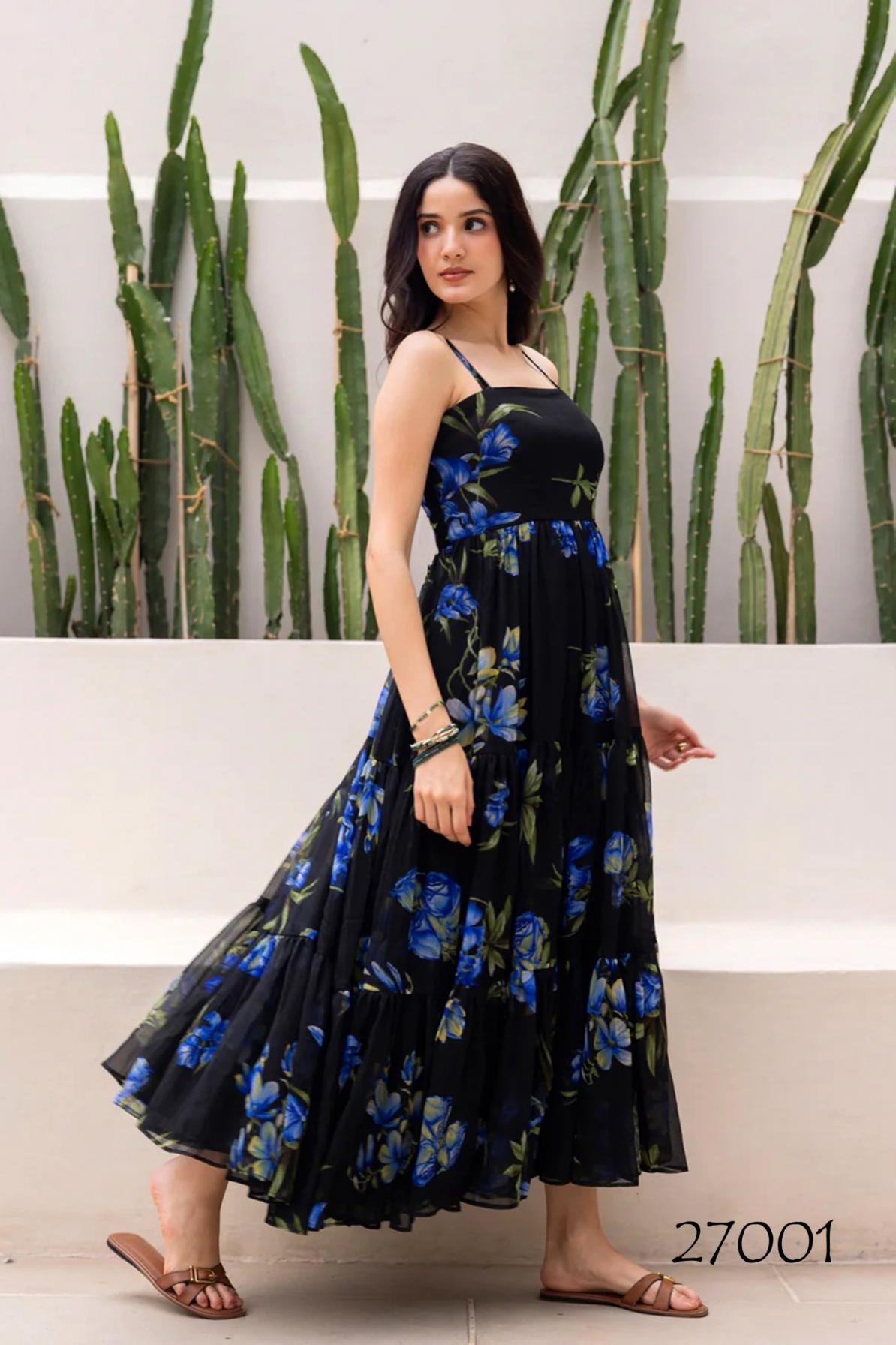 pr clothing lucaya vol 27 faux georgette readymade plus size unique gowns in wholesale surat