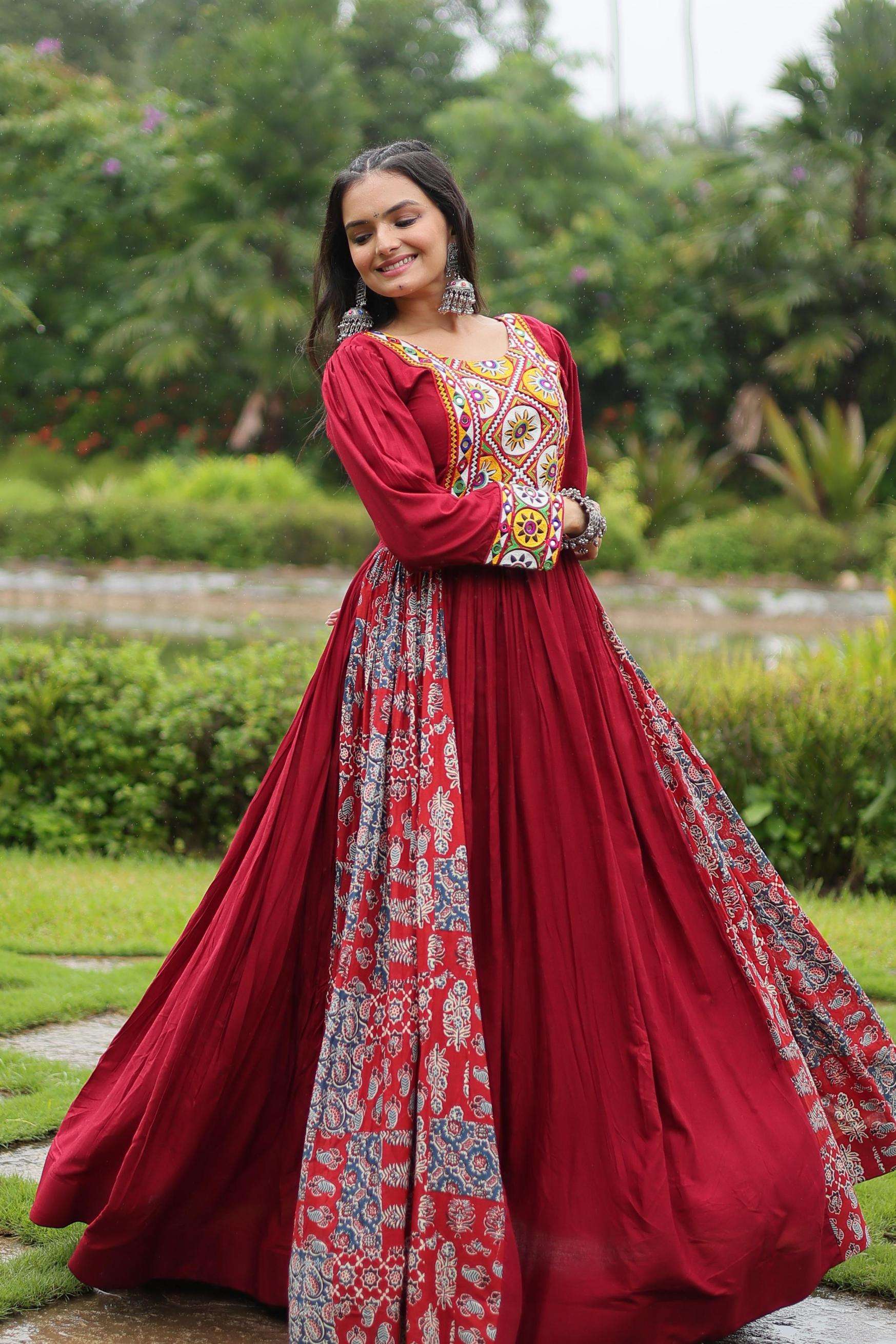 pr clothing lw 9200 rayon attractive navratri collections 2025 readymade flair gowns in wholesale surat