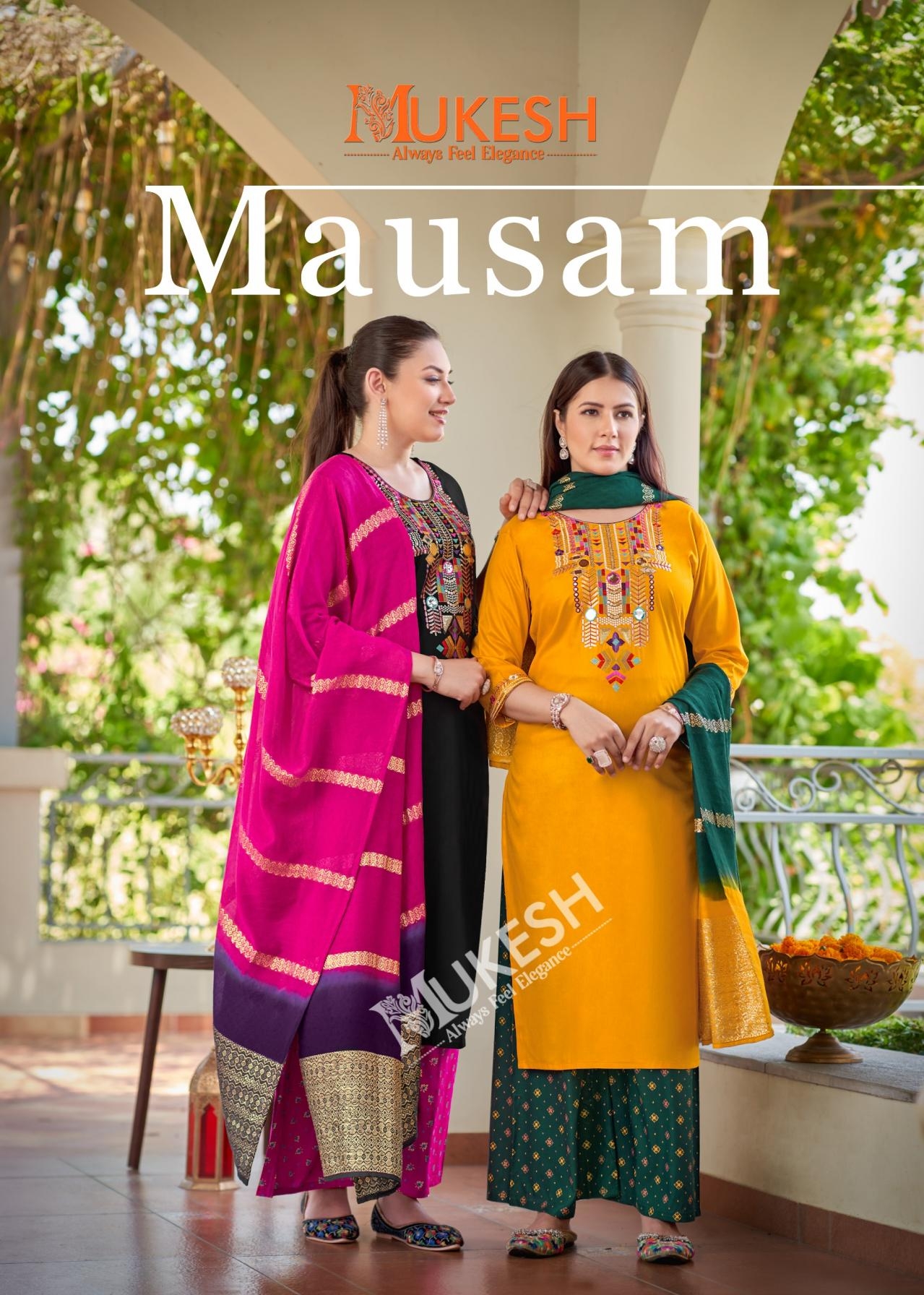 pr clothing mausam series 1001 to 1008 rayon hit design readymade plus size plazzo salwar kameez in wholesale surat