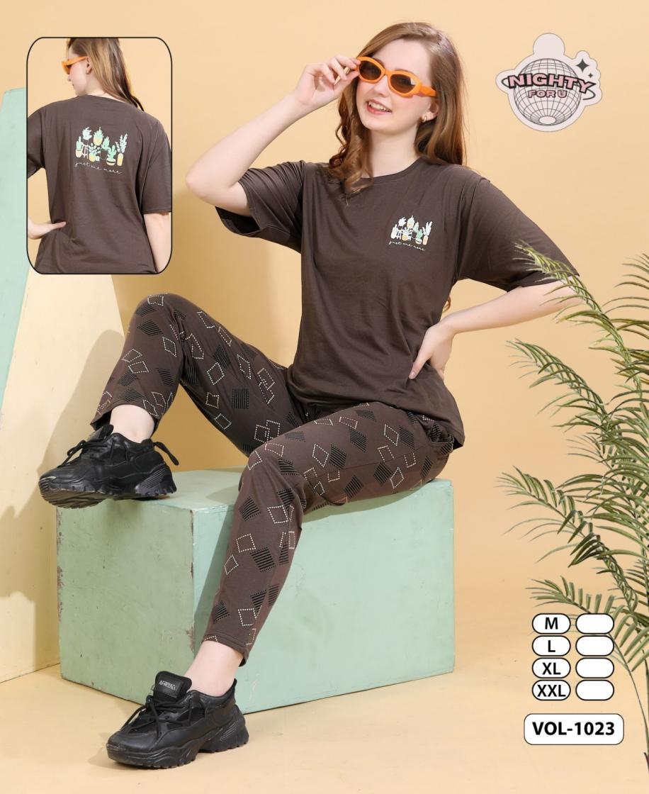 pr clothing nighty for u 1023 cotton hosiery daily wear readymade girls night suit in wholesale surat
