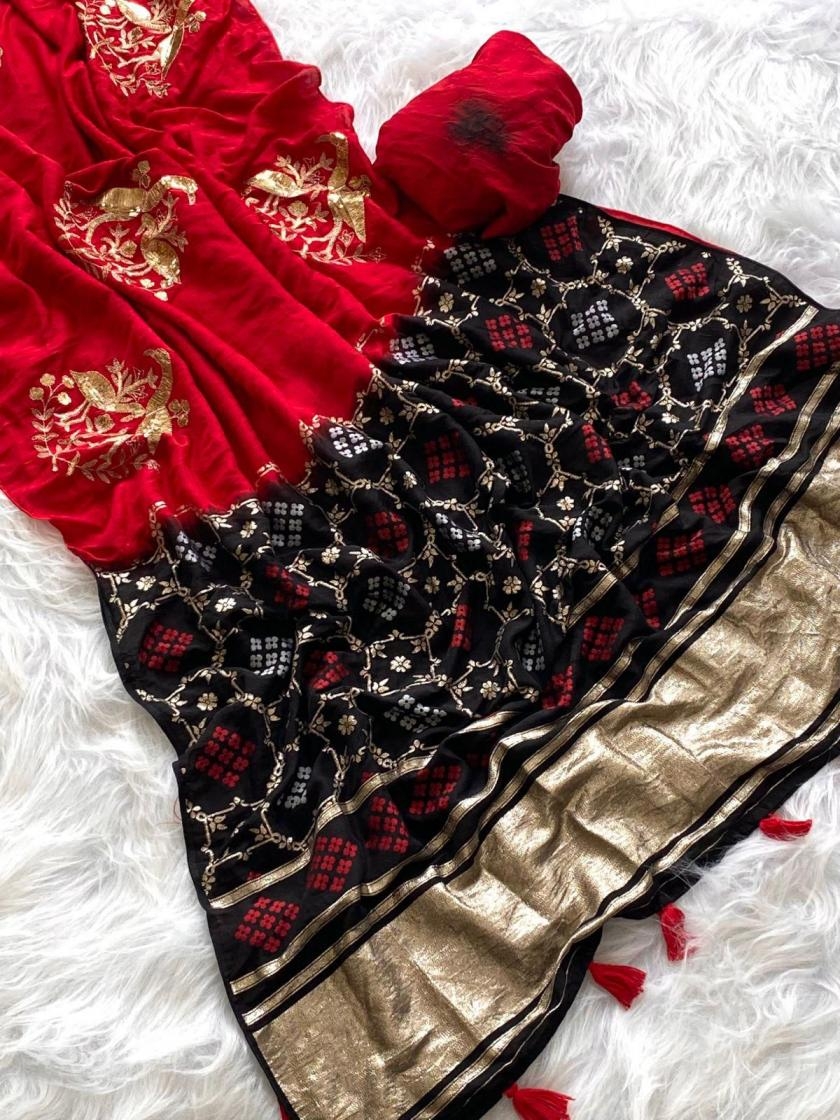 pr clothing red velet georgette sequence work stylish saree in wholesale surat