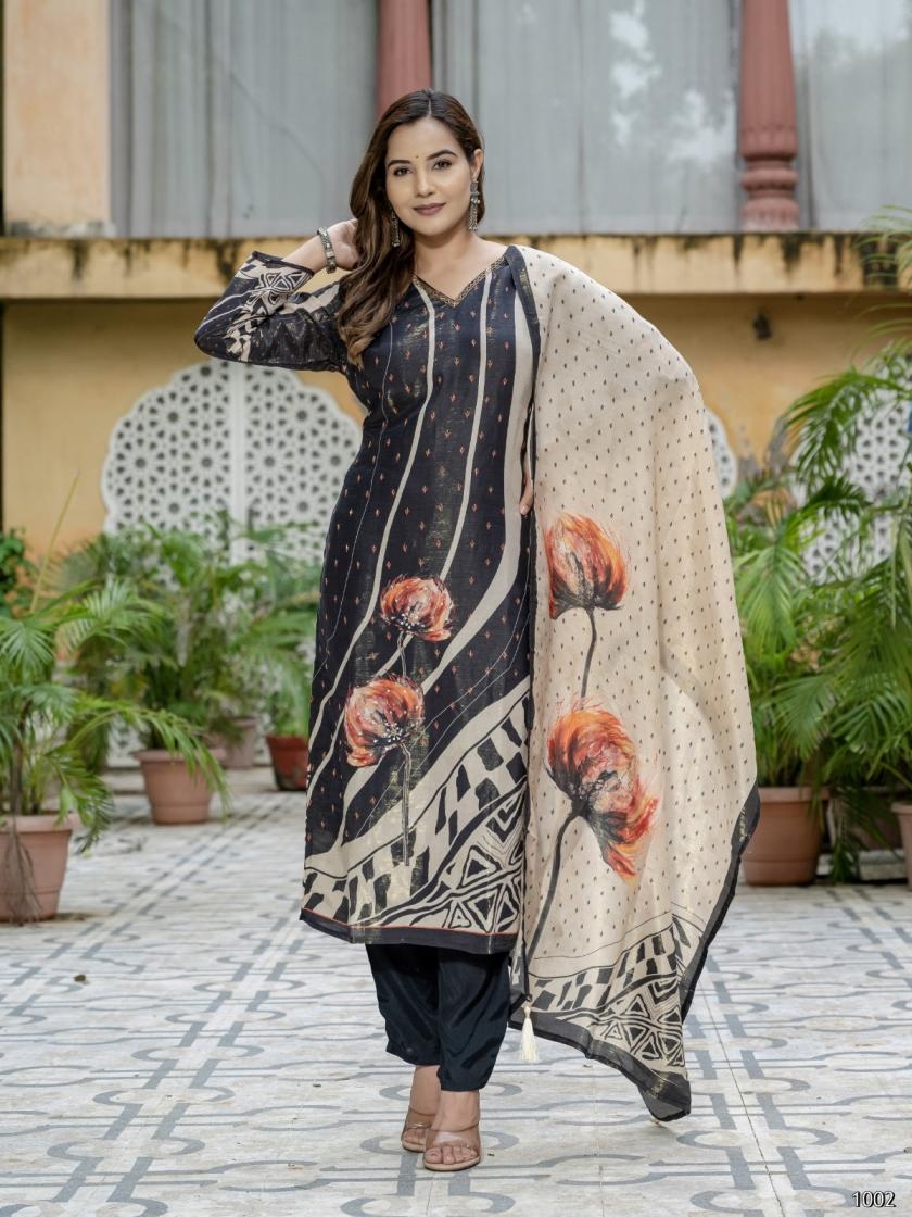 pr clothing reva fancy natural crepe attractive readymade suit in wholesale surat