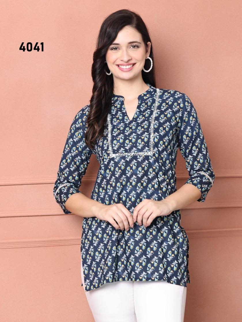 pr clothing tunic series 4001 to 4056 cotton readymade stylish western kurtis in wholesale surat