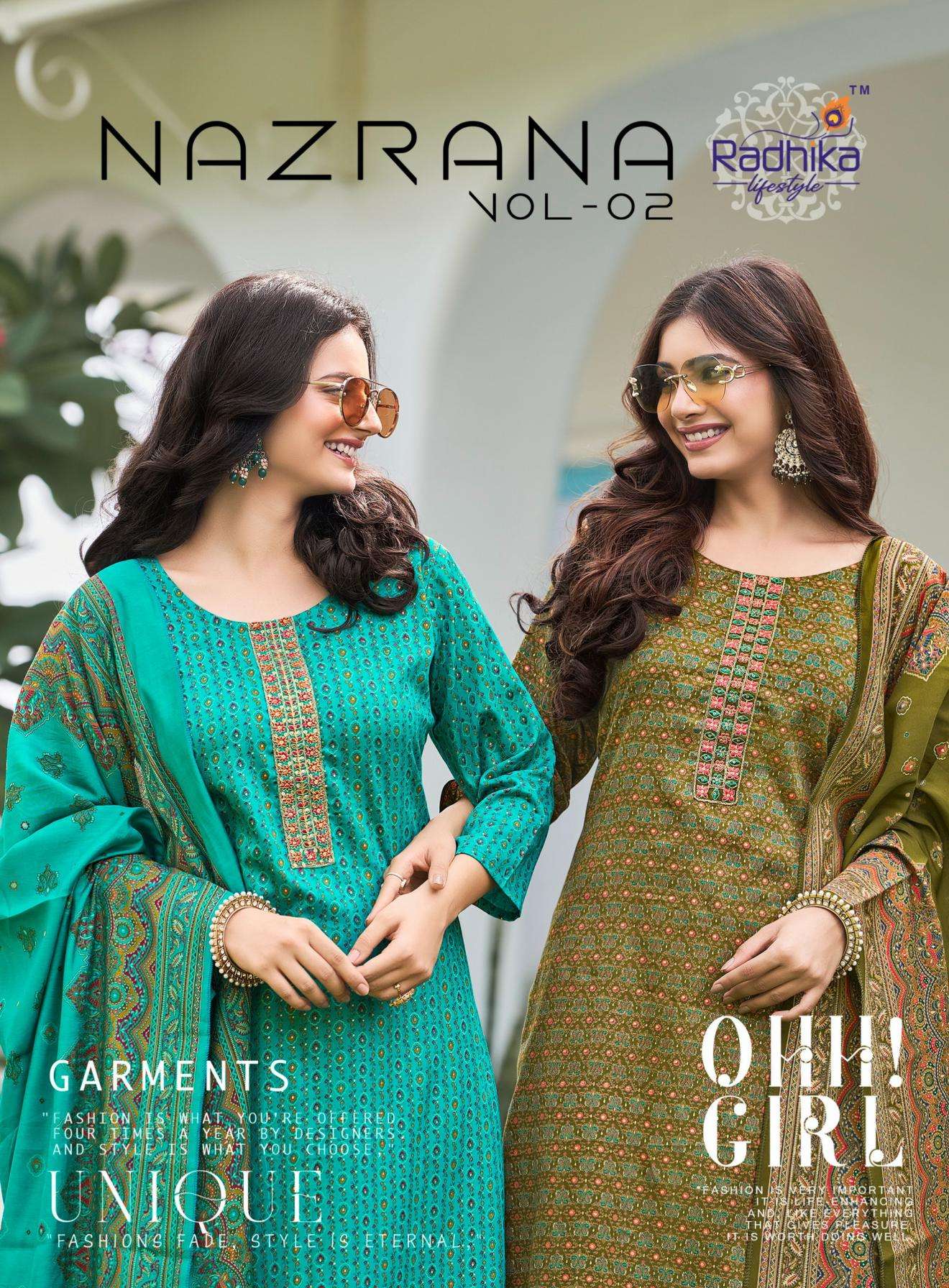 radhika lifestyle nazrana vol 2 series 2001 to 2006 jam satin readymade big size stylish suit in wholesale surat