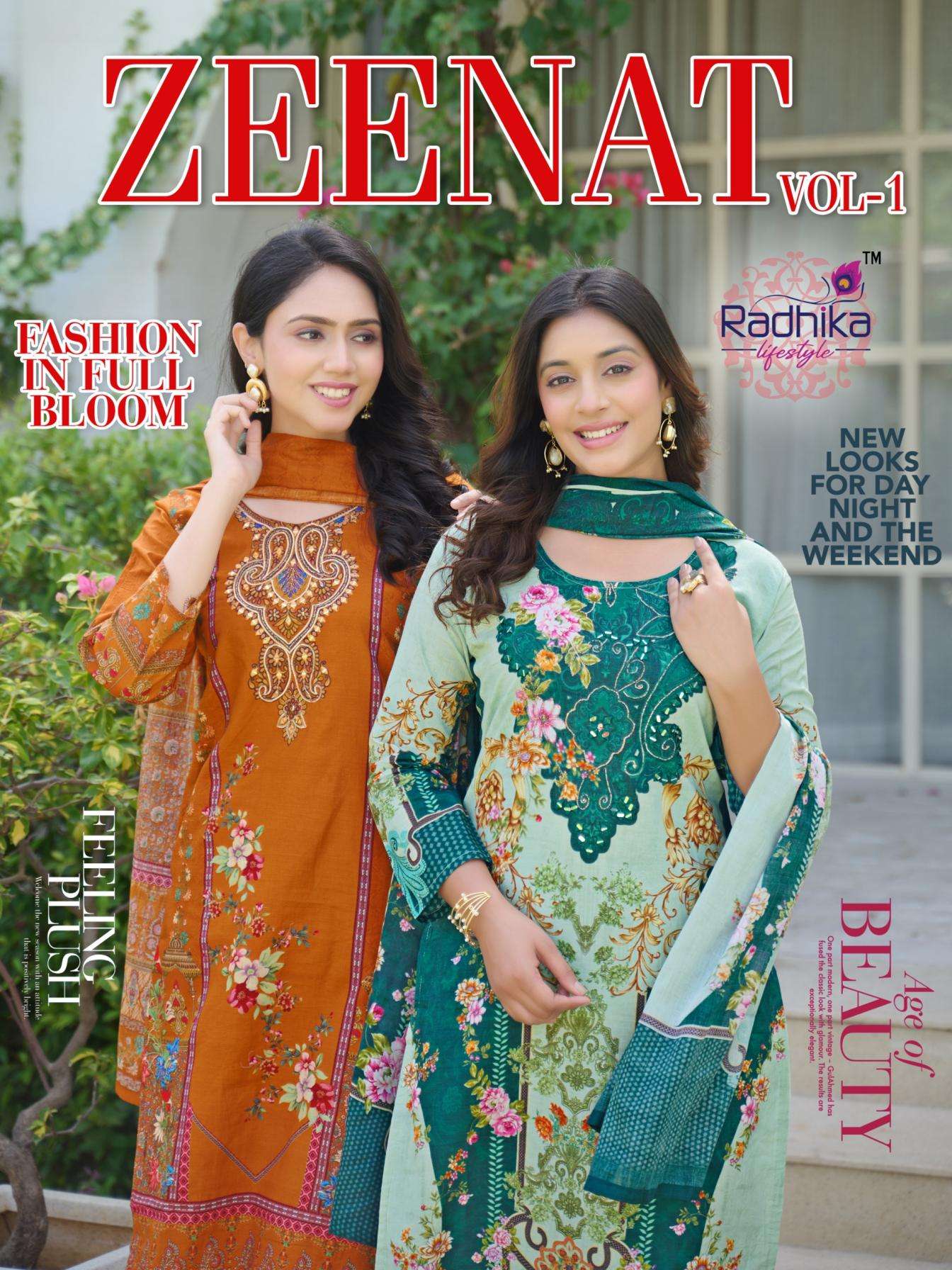 radhika lifestyle zeenat vol 1 series 1001-1007 HEAVY PURE COTTON wholesale suit 